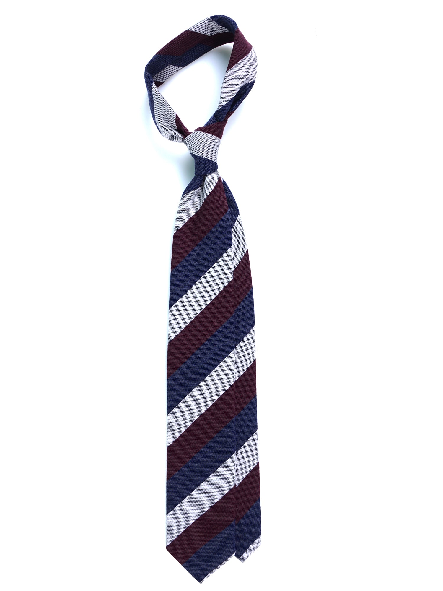 Cravatta blu/bordeaux 3 pieghe in lana/seta MIRANDA