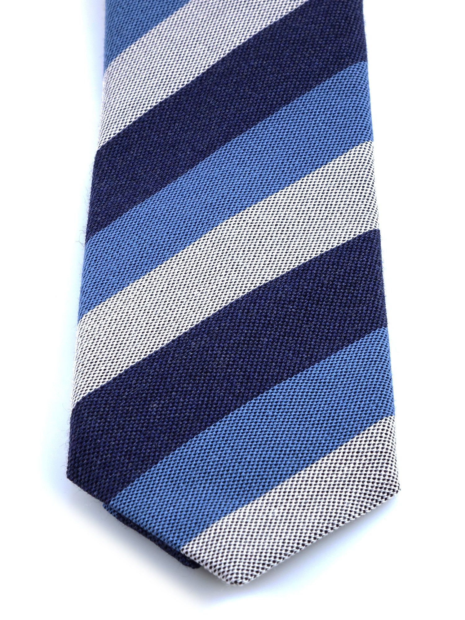 Cravatta blu/celeste 3 pieghe in lana/seta MIRANDA