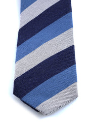 Cravatta blu/celeste 3 pieghe in lana/seta MIRANDA