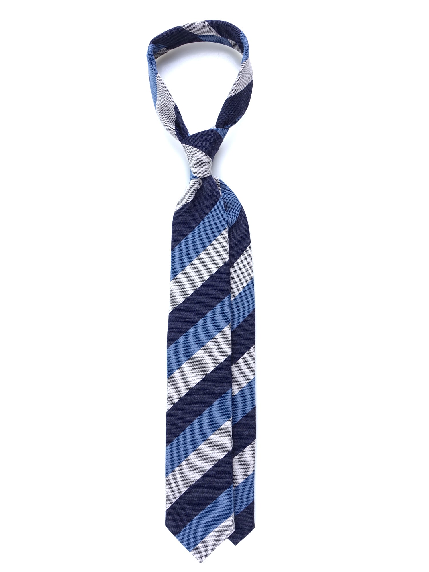 Cravatta blu/celeste 3 pieghe in lana/seta MIRANDA