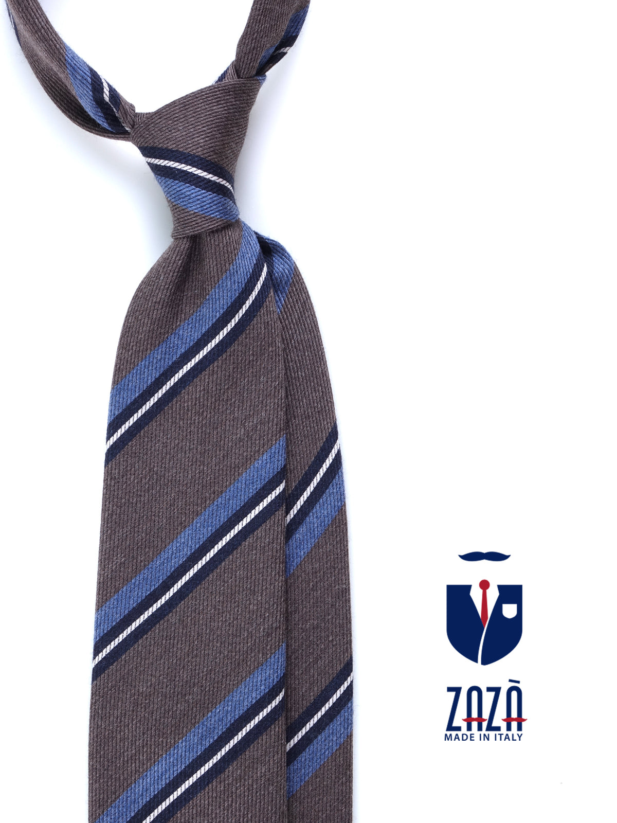 Cravatta marrone 3 pieghe in lana/seta ABIGAIL