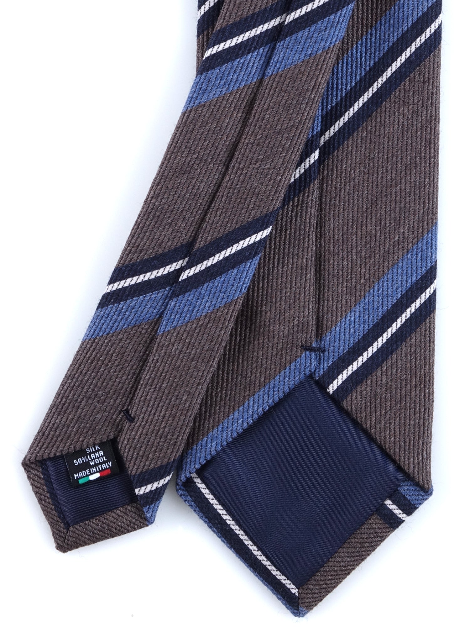 Cravatta marrone 3 pieghe in lana/seta ABIGAIL