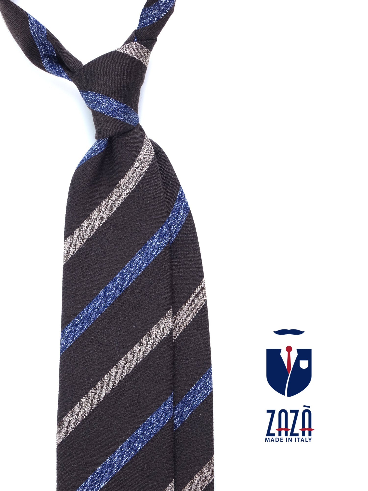 Cravatta marrone 3 pieghe in lana/seta NABIR