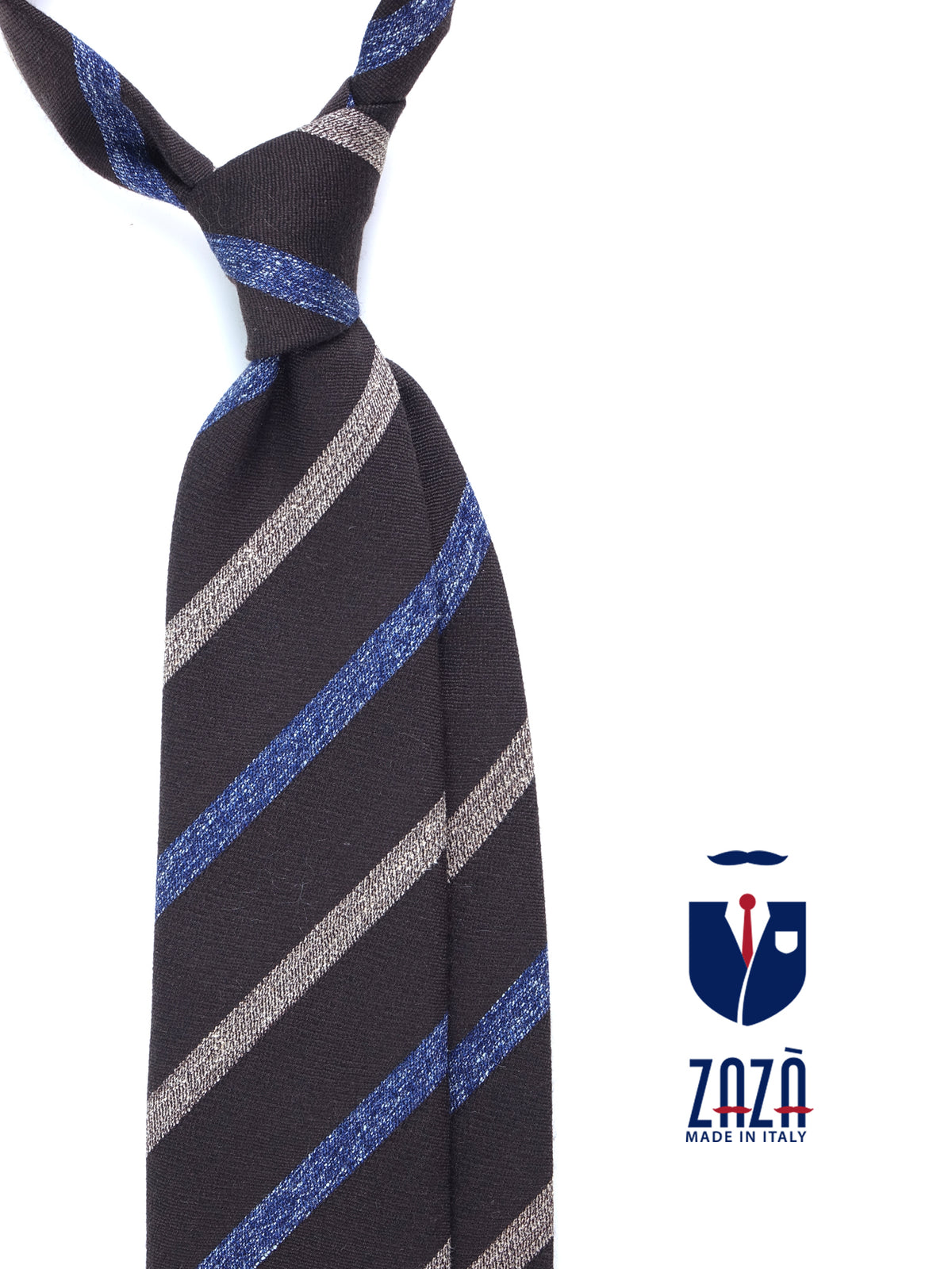 Cravatta marrone 3 pieghe in lana/seta NABIR