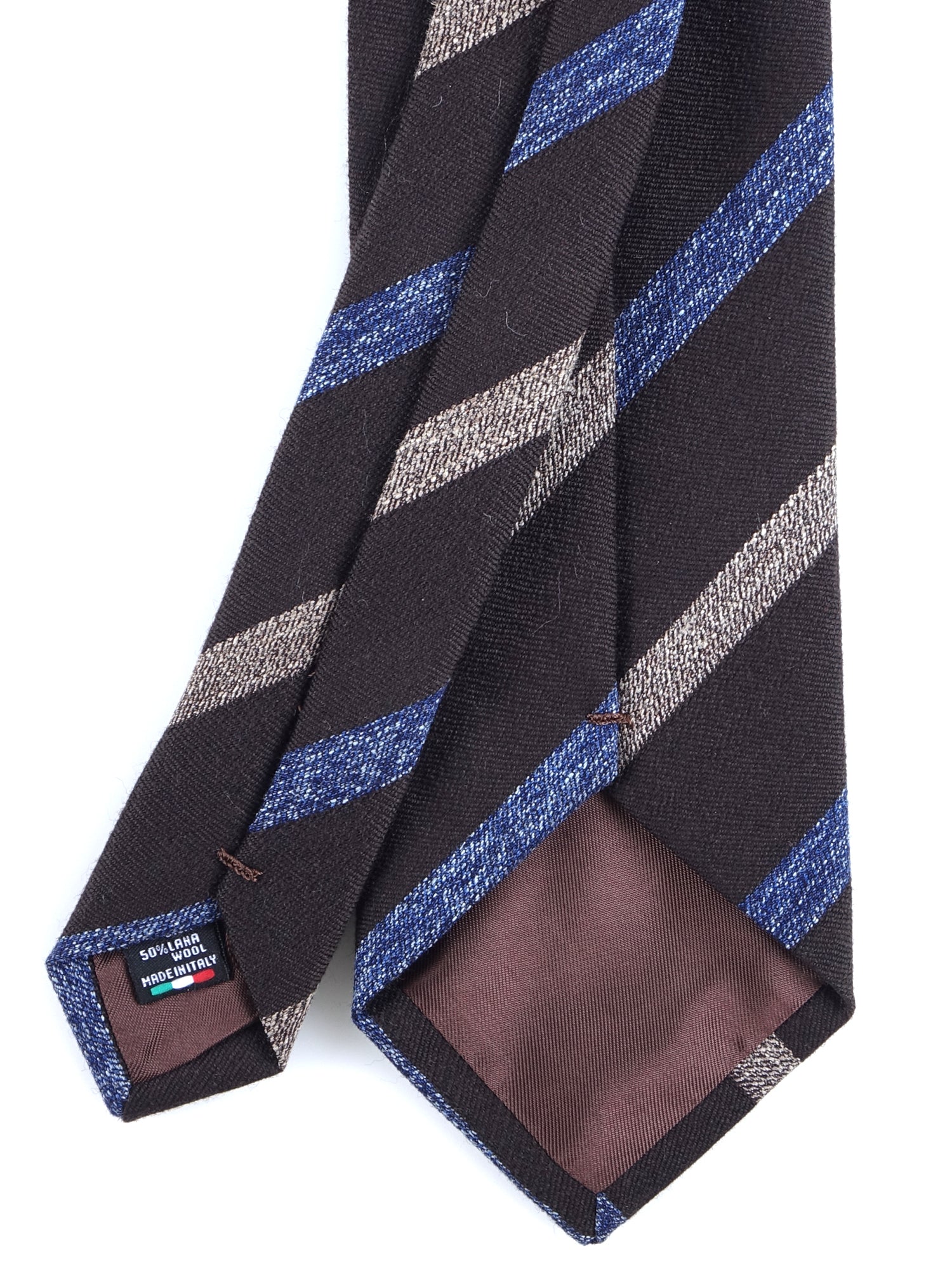 Cravatta marrone 3 pieghe in lana/seta NABIR