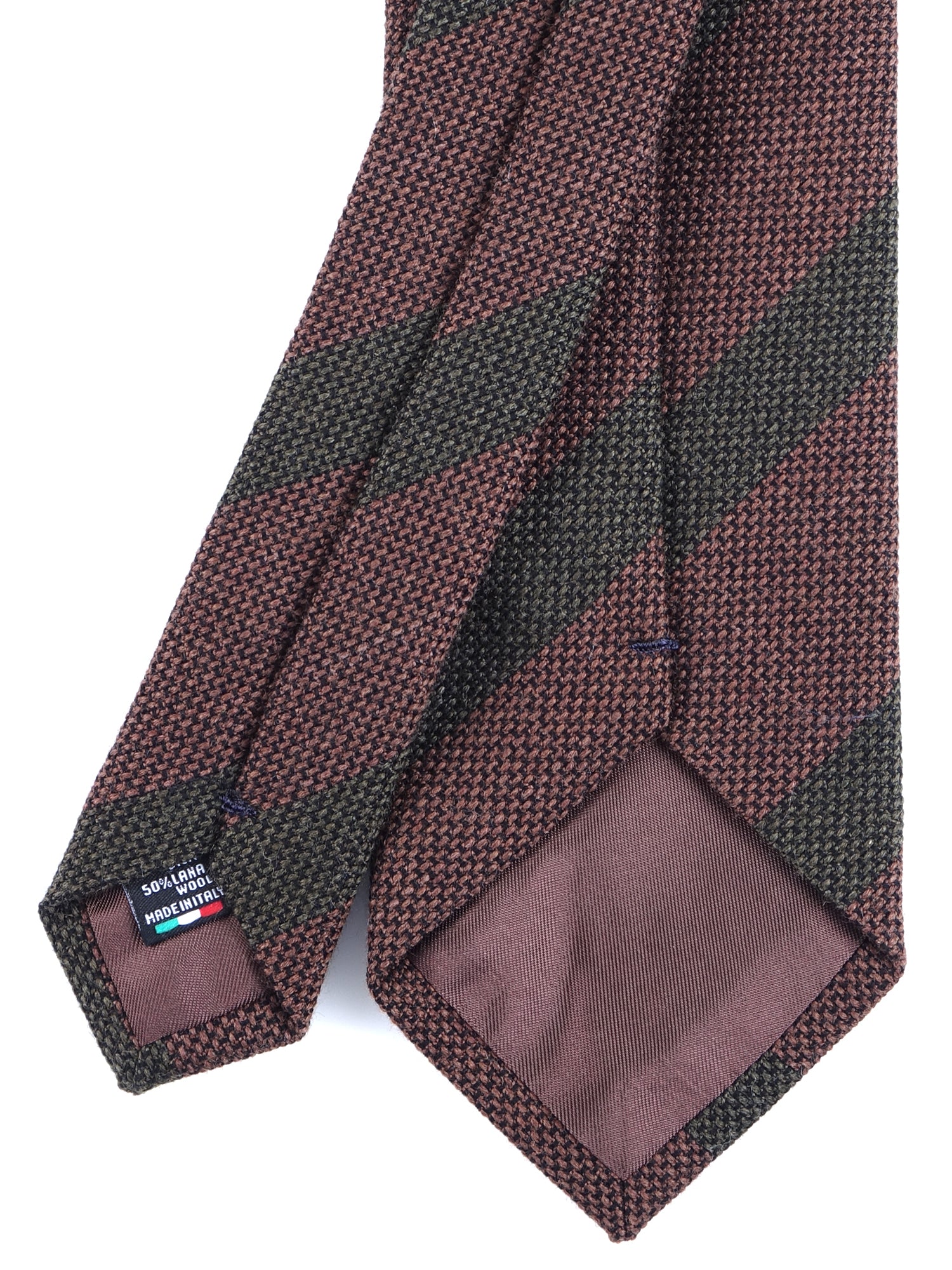 Cravatta marrone 3 pieghe in lana/seta WILLOW