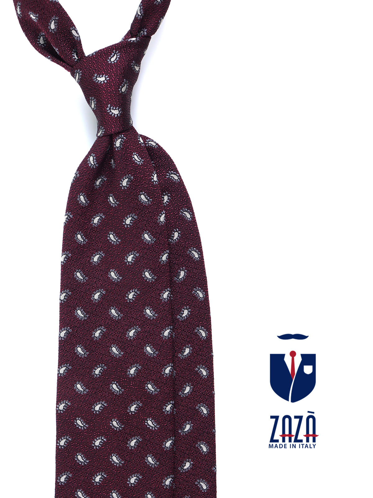 Cravatta 3 pieghe bordeaux in seta/cotone VALENTIA