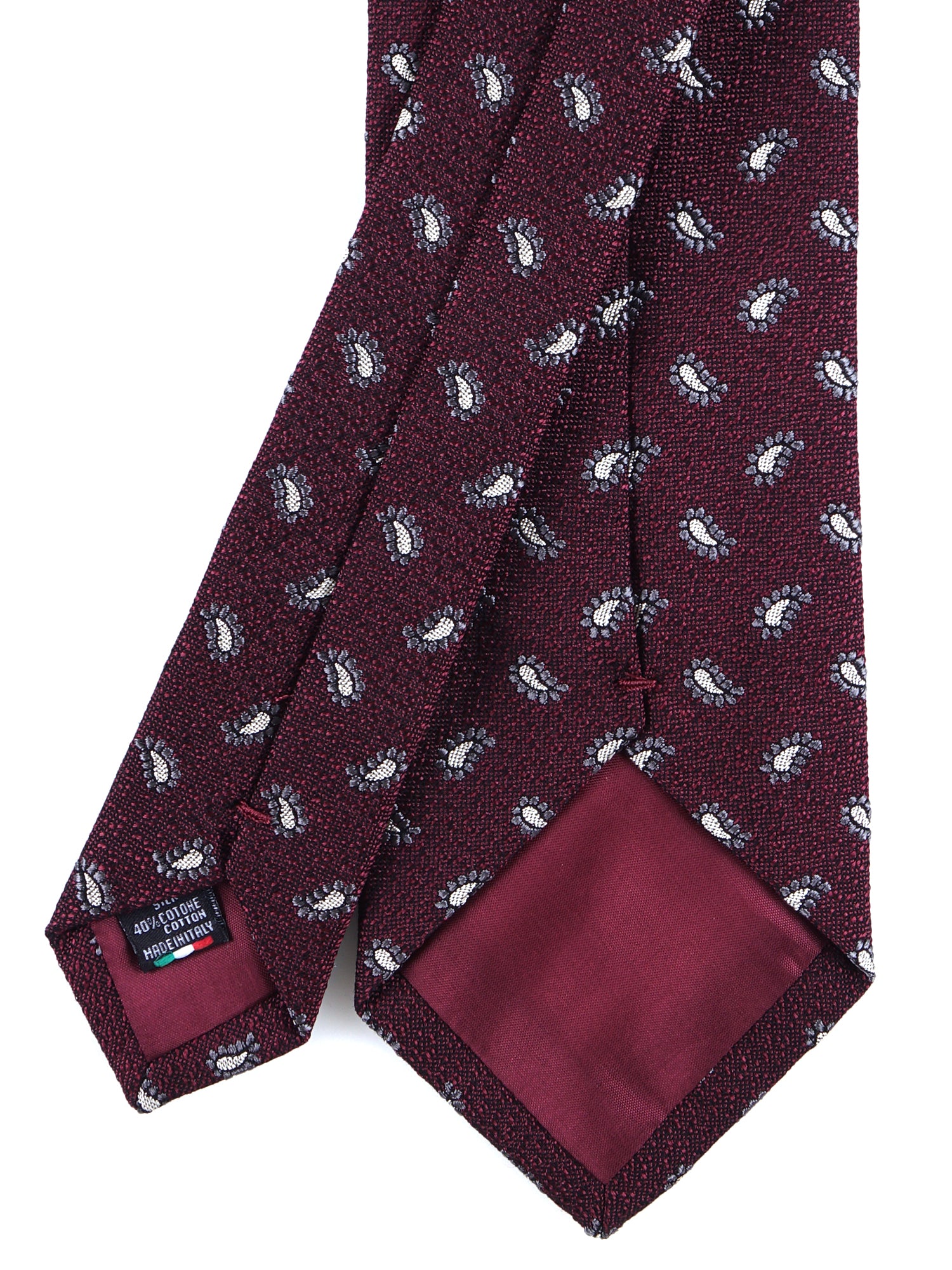 Cravatta 3 pieghe bordeaux in seta/cotone VALENTIA