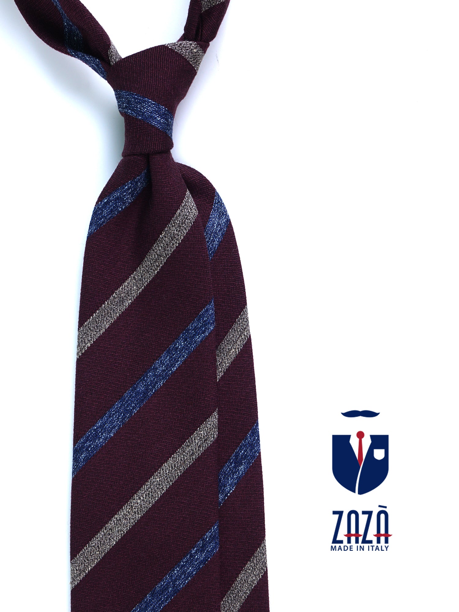 Cravatta bordeaux 3 pieghe in lana/seta NABIR