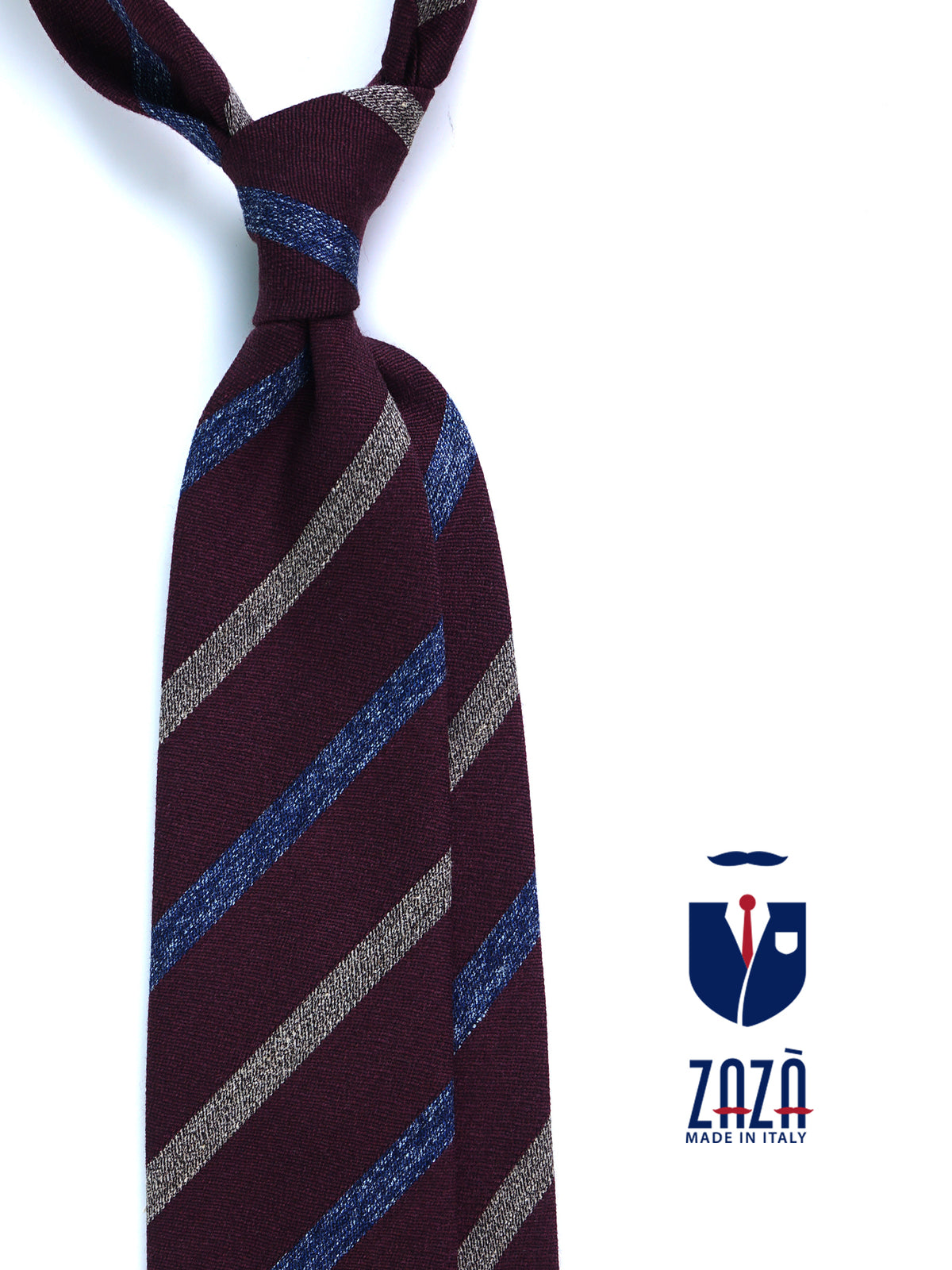 Cravatta bordeaux 3 pieghe in lana/seta NABIR
