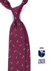 Cravatta bordeaux 3 Pieghe LEPRE in seta stampata