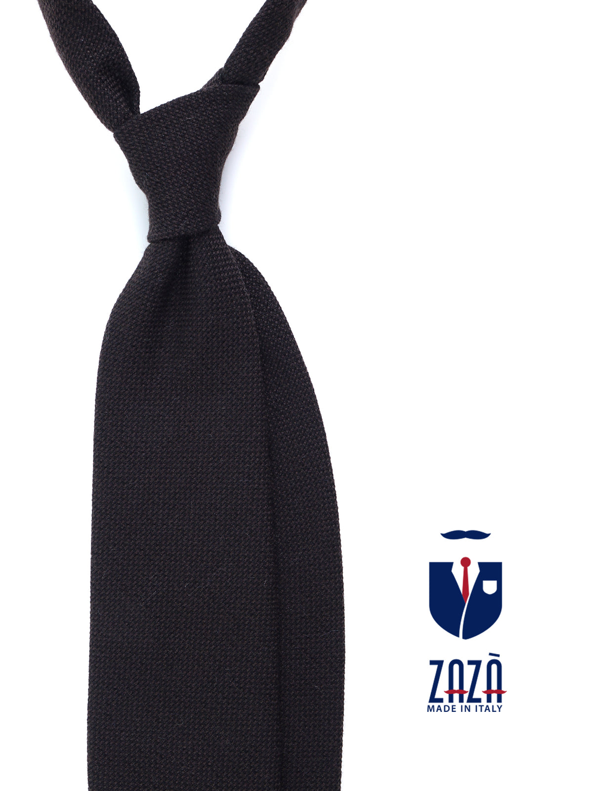 SAVINA Dark Brown Silk/Wool 3-Fold Tie