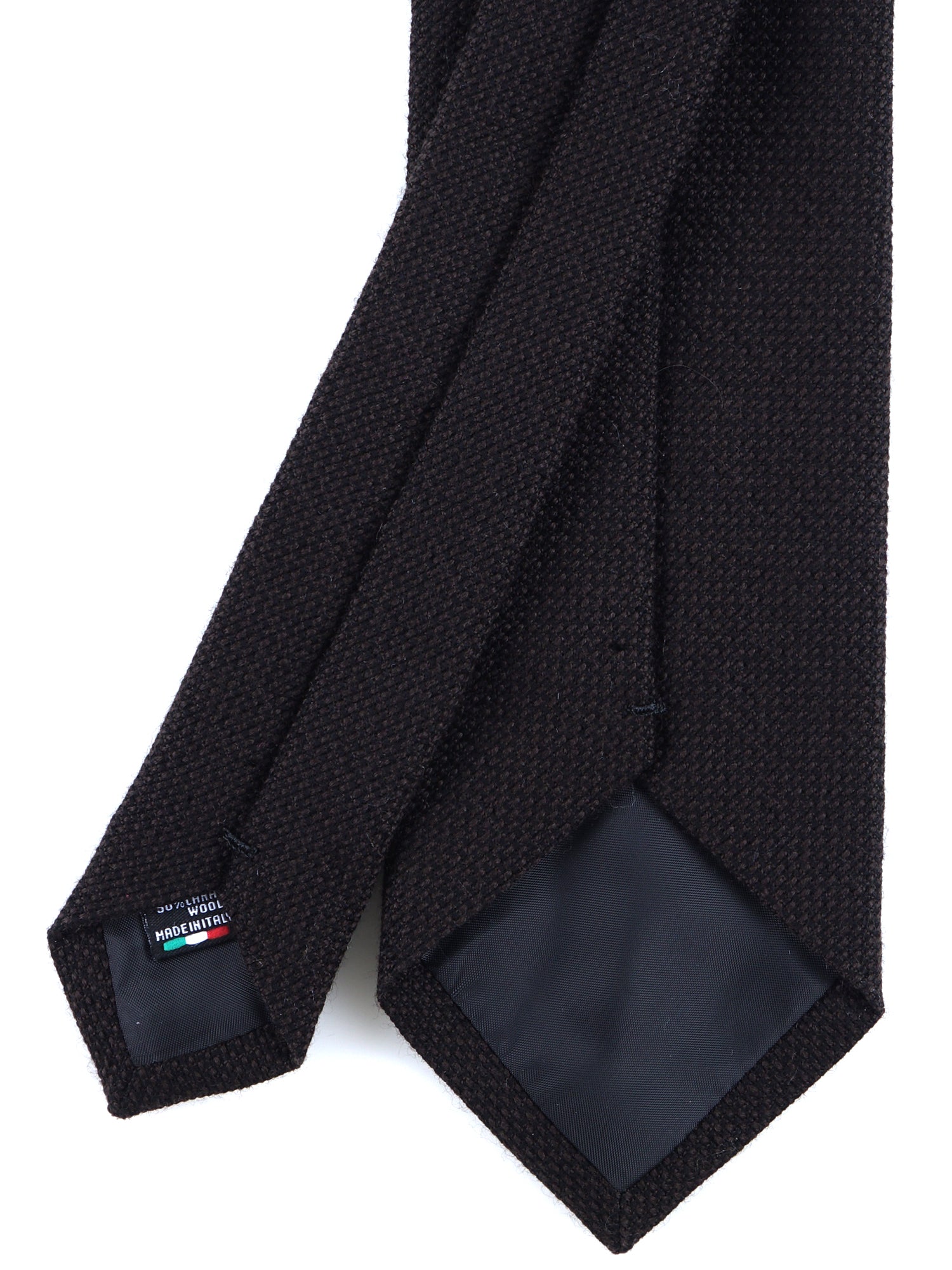 SAVINA Dark Brown Silk/Wool 3-Fold Tie