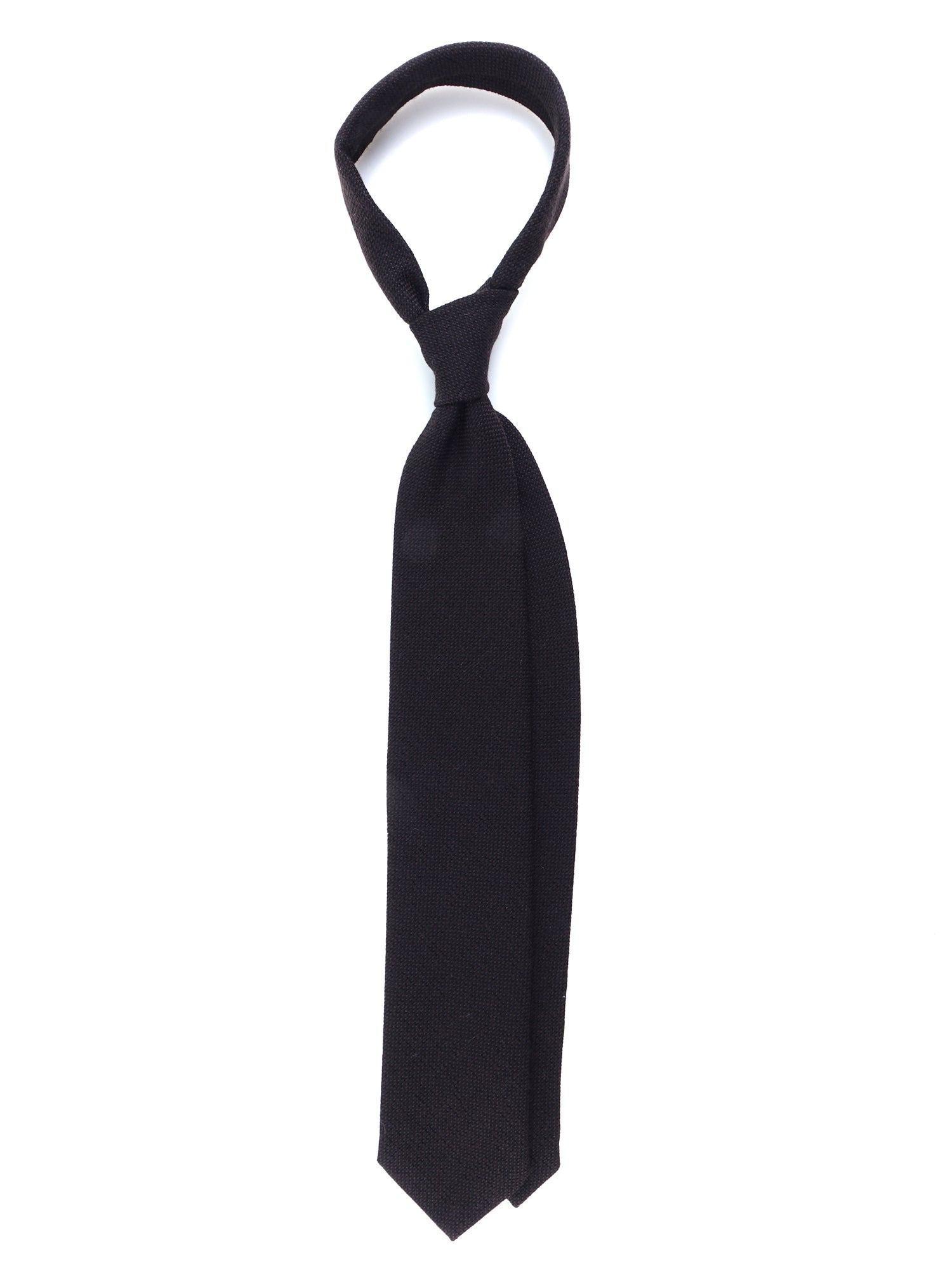 SAVINA Dark Brown Silk/Wool 3-Fold Tie
