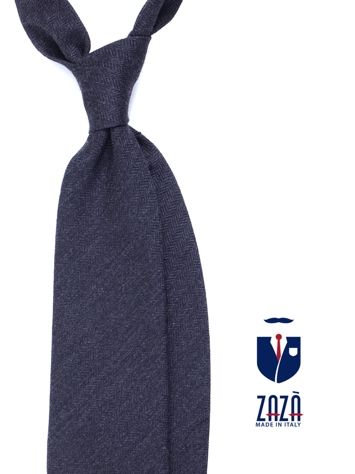 Cravatta grigio scuro 3 Pieghe KIKKY in lana/seta