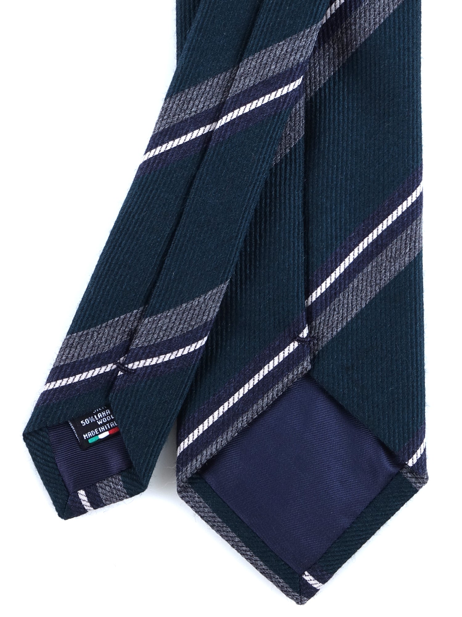 Cravatta verde foresta 3 pieghe in lana/seta ABIGAIL