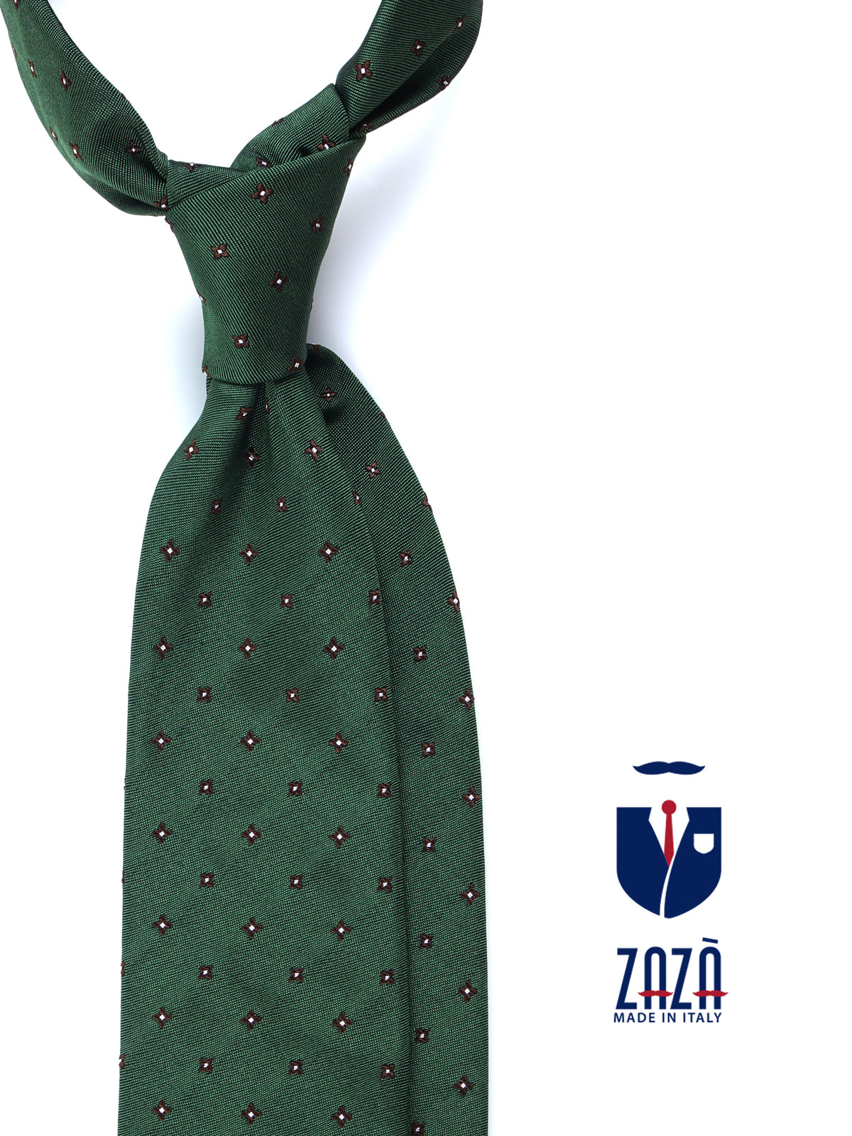 Cravatta 3 pieghe verde in seta/cotone MARTIN