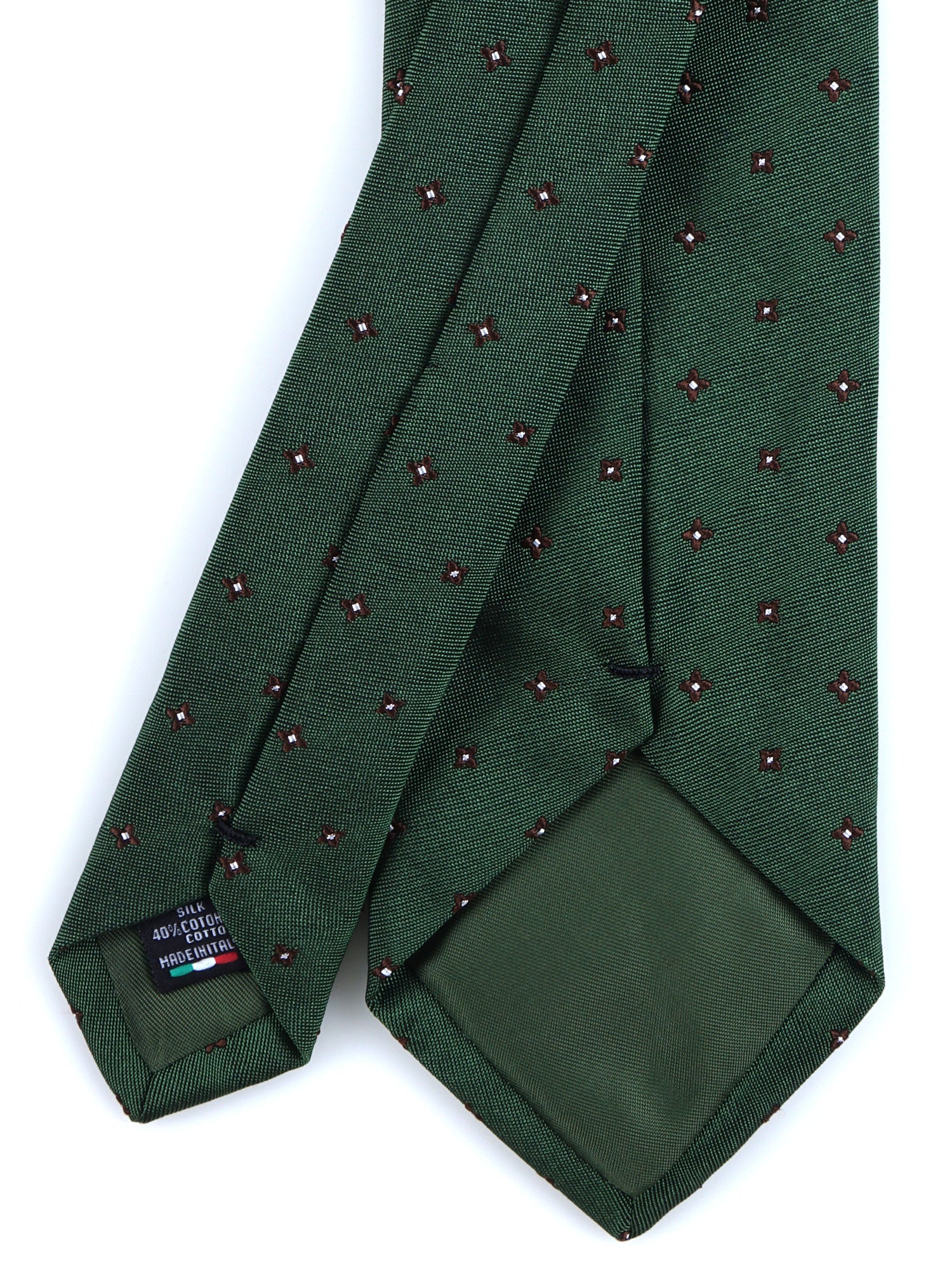Cravatta 3 pieghe verde in seta/cotone MARTIN