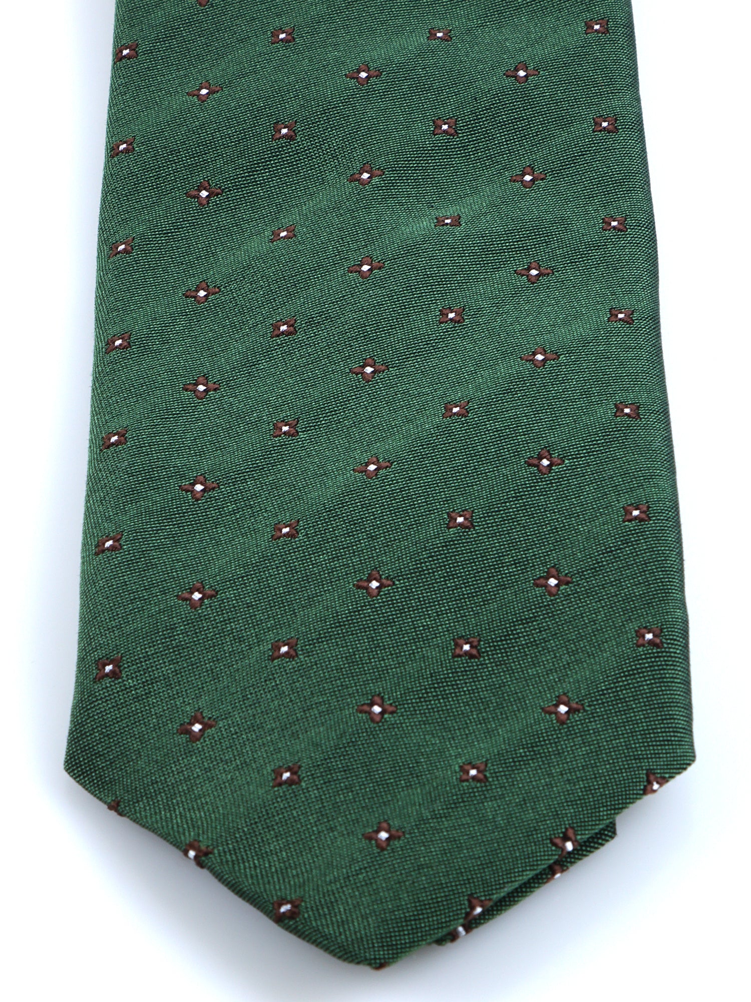 Cravatta 3 pieghe verde in seta/cotone MARTIN