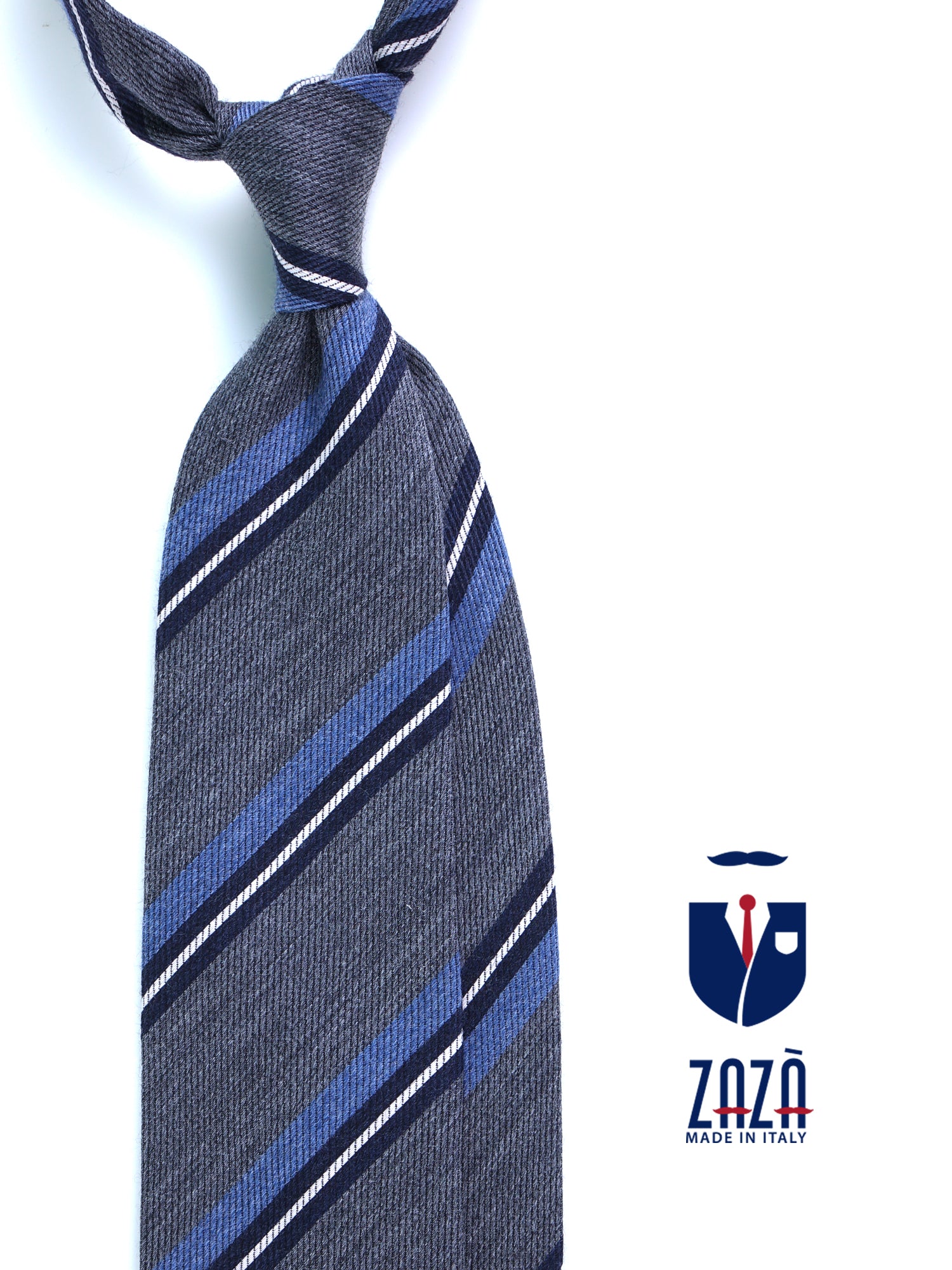 Cravatta grigio 3 pieghe in lana/seta ABIGAIL