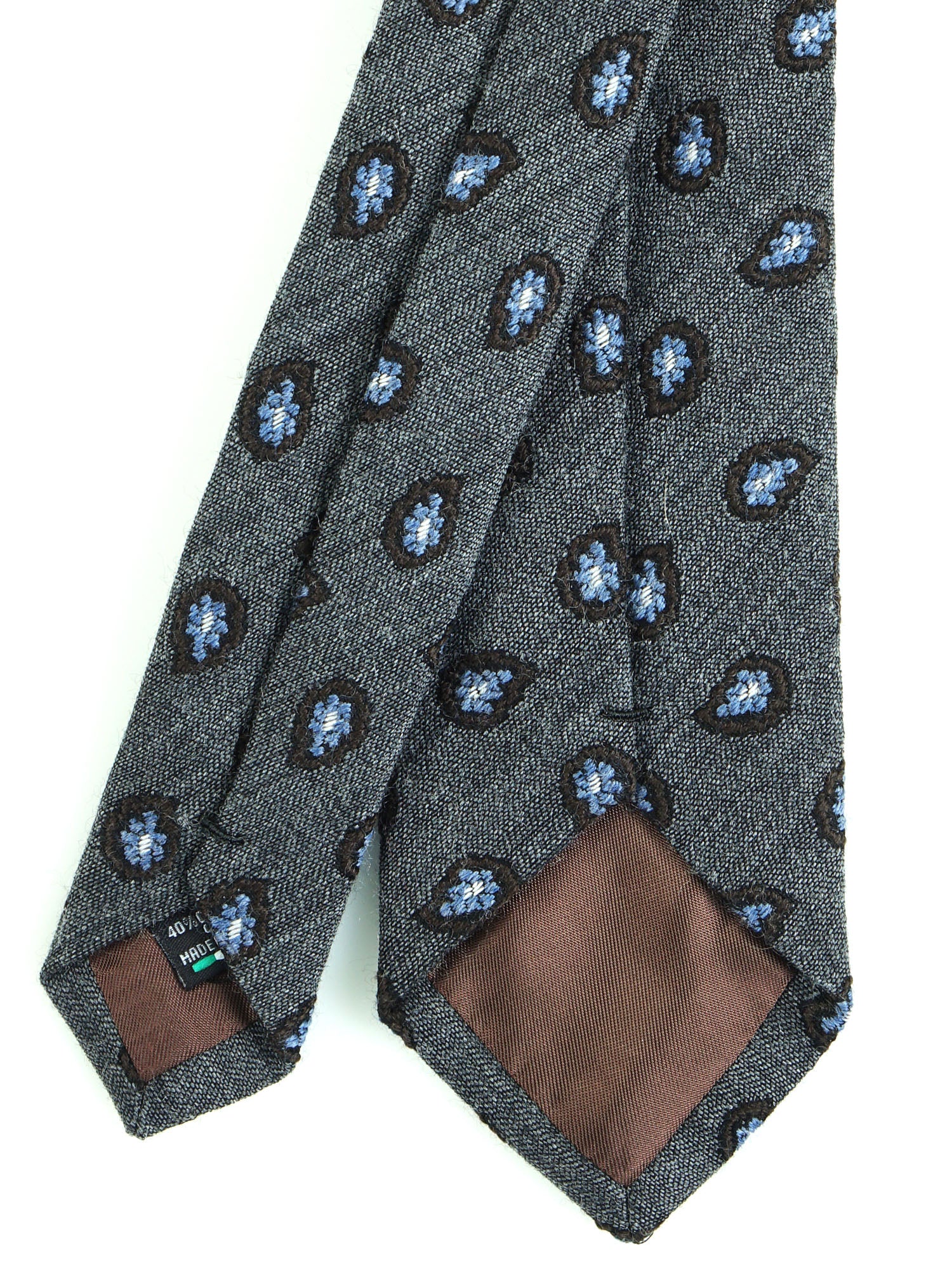 Cravatta 3 pieghe grigio in seta/cotone VARESE