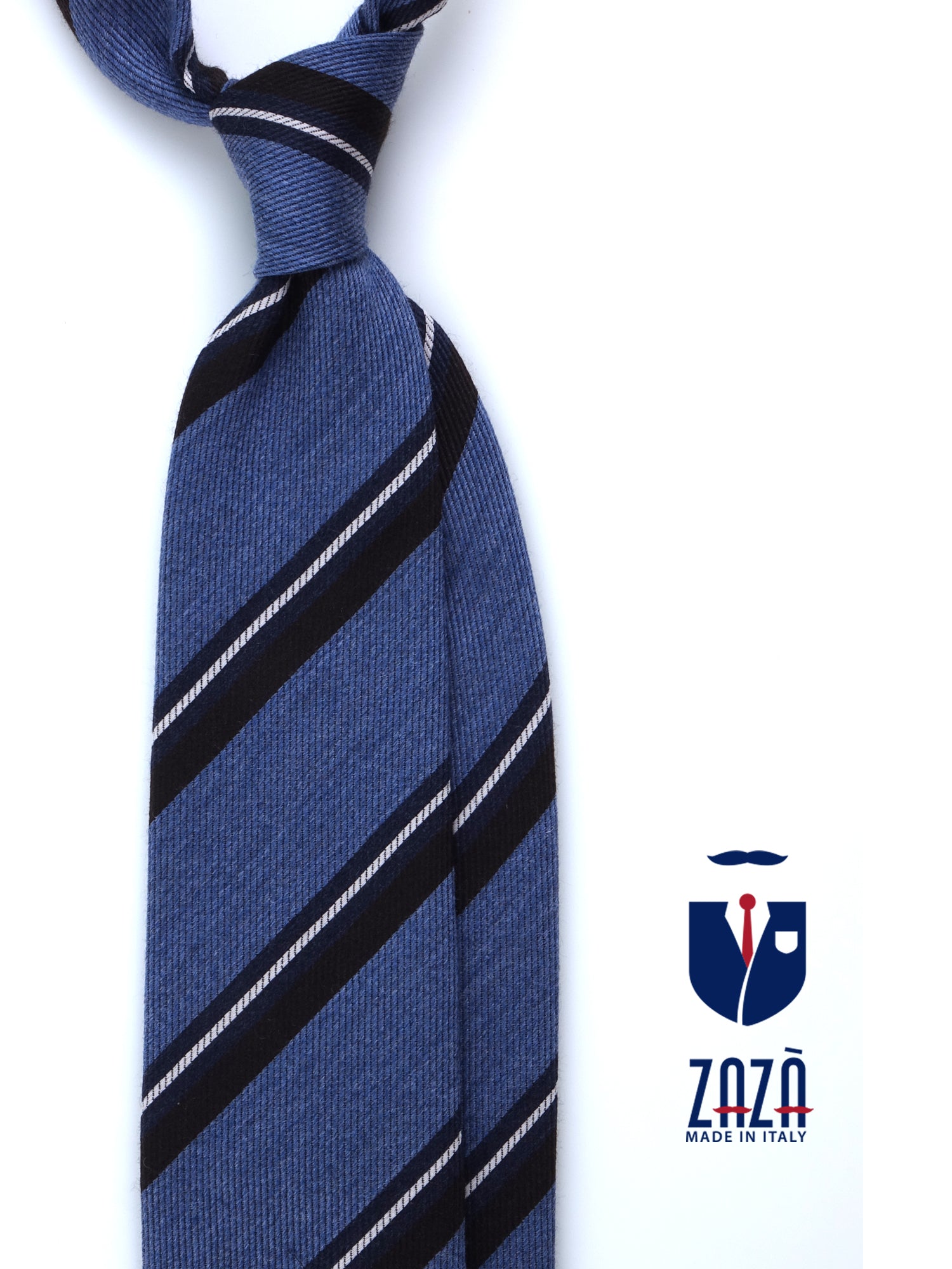 Cravatta color jeans 3 pieghe in lana/seta ABIGAIL