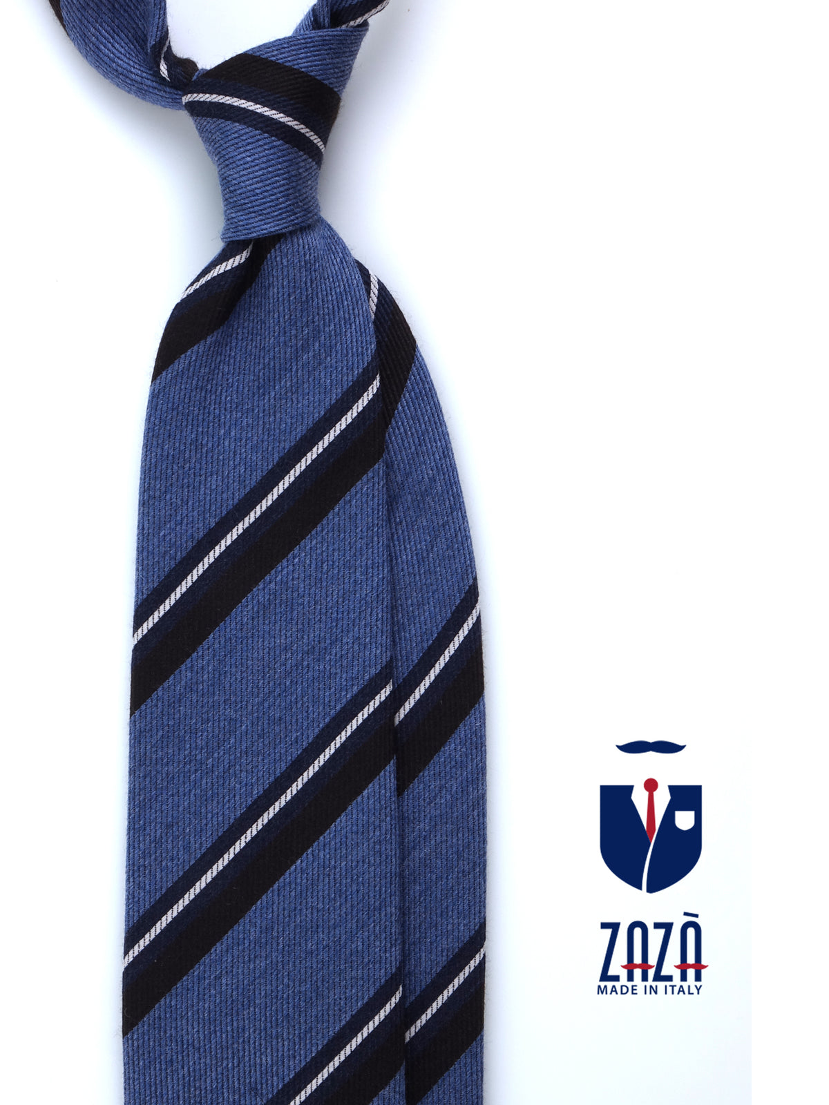 Cravatta color jeans 3 pieghe in lana/seta ABIGAIL