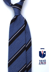 Cravatta color jeans 3 pieghe in lana/seta ABIGAIL