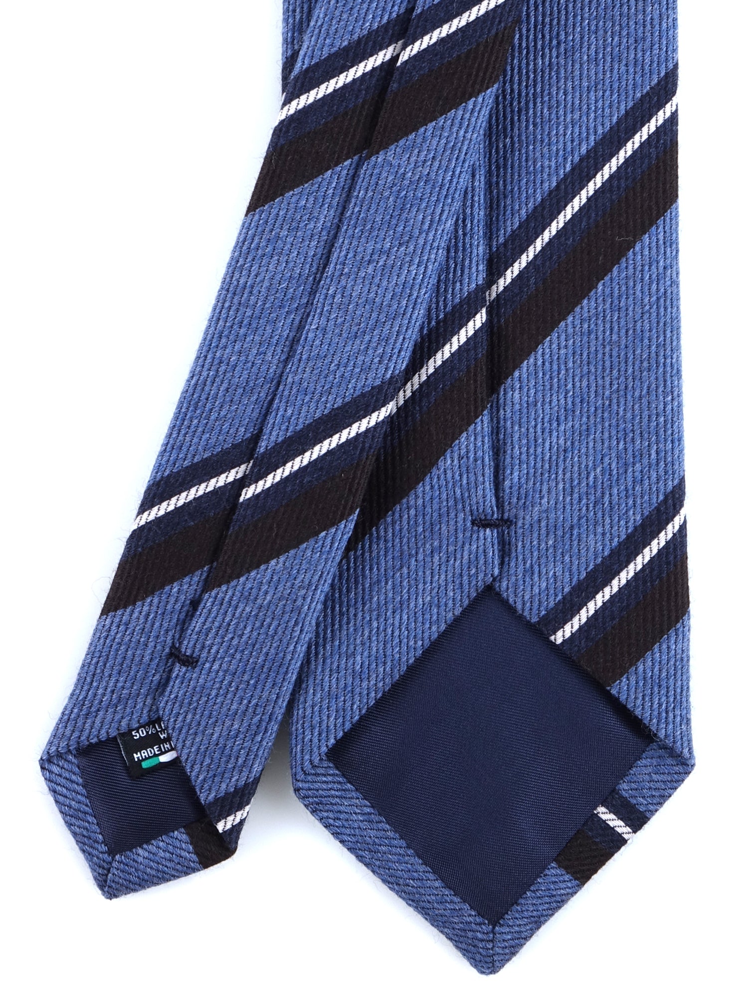 Cravatta color jeans 3 pieghe in lana/seta ABIGAIL