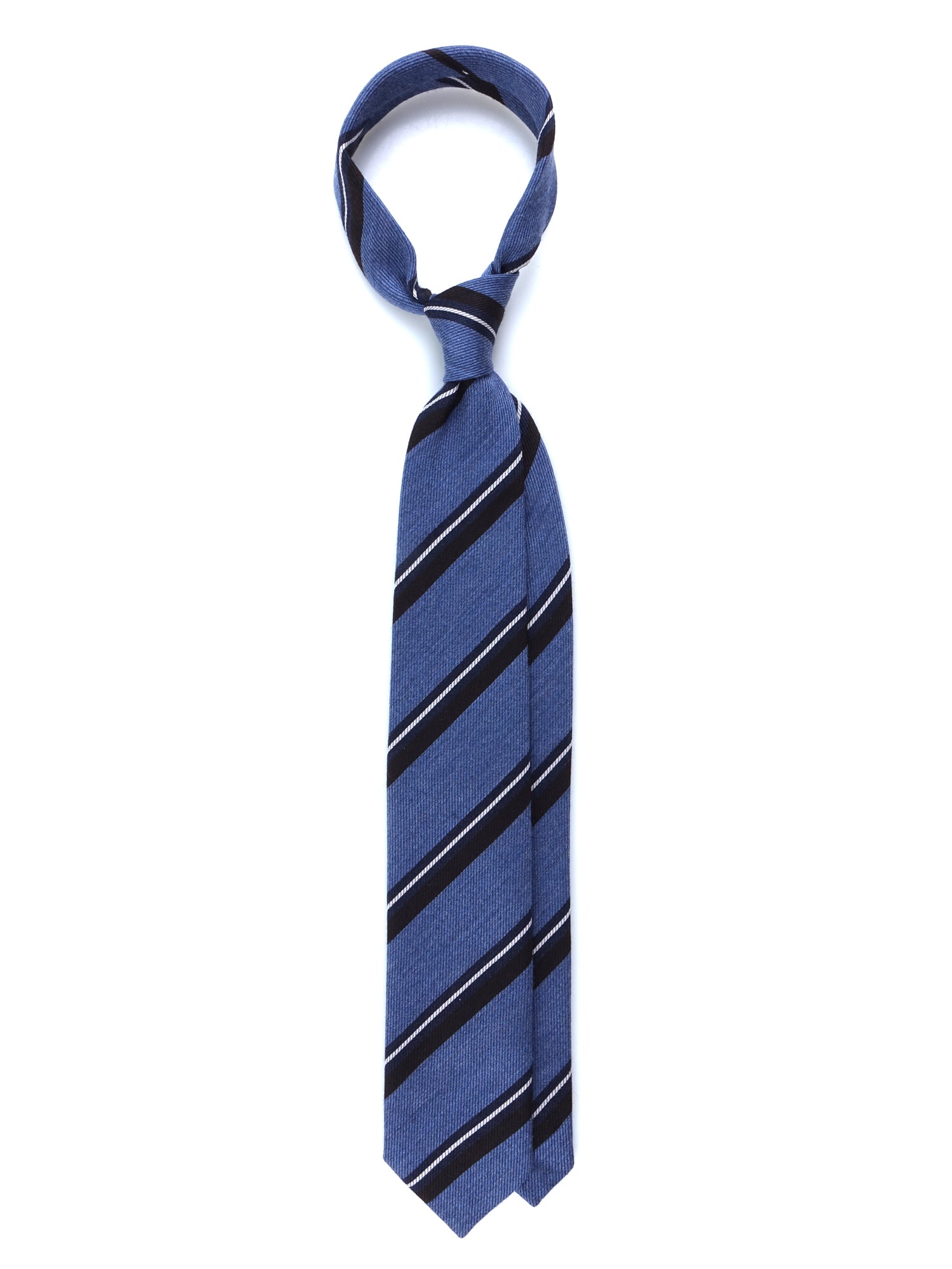 Cravatta color jeans 3 pieghe in lana/seta ABIGAIL