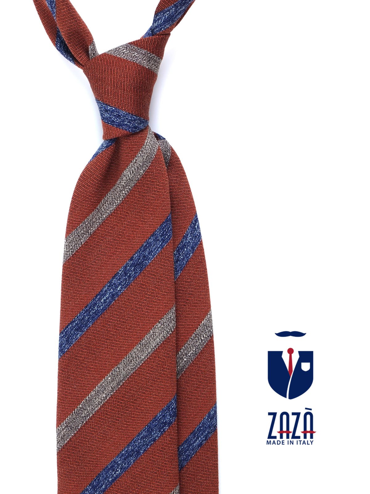 Cravatta marrone chiaro 3 pieghe in lana/seta NABIR