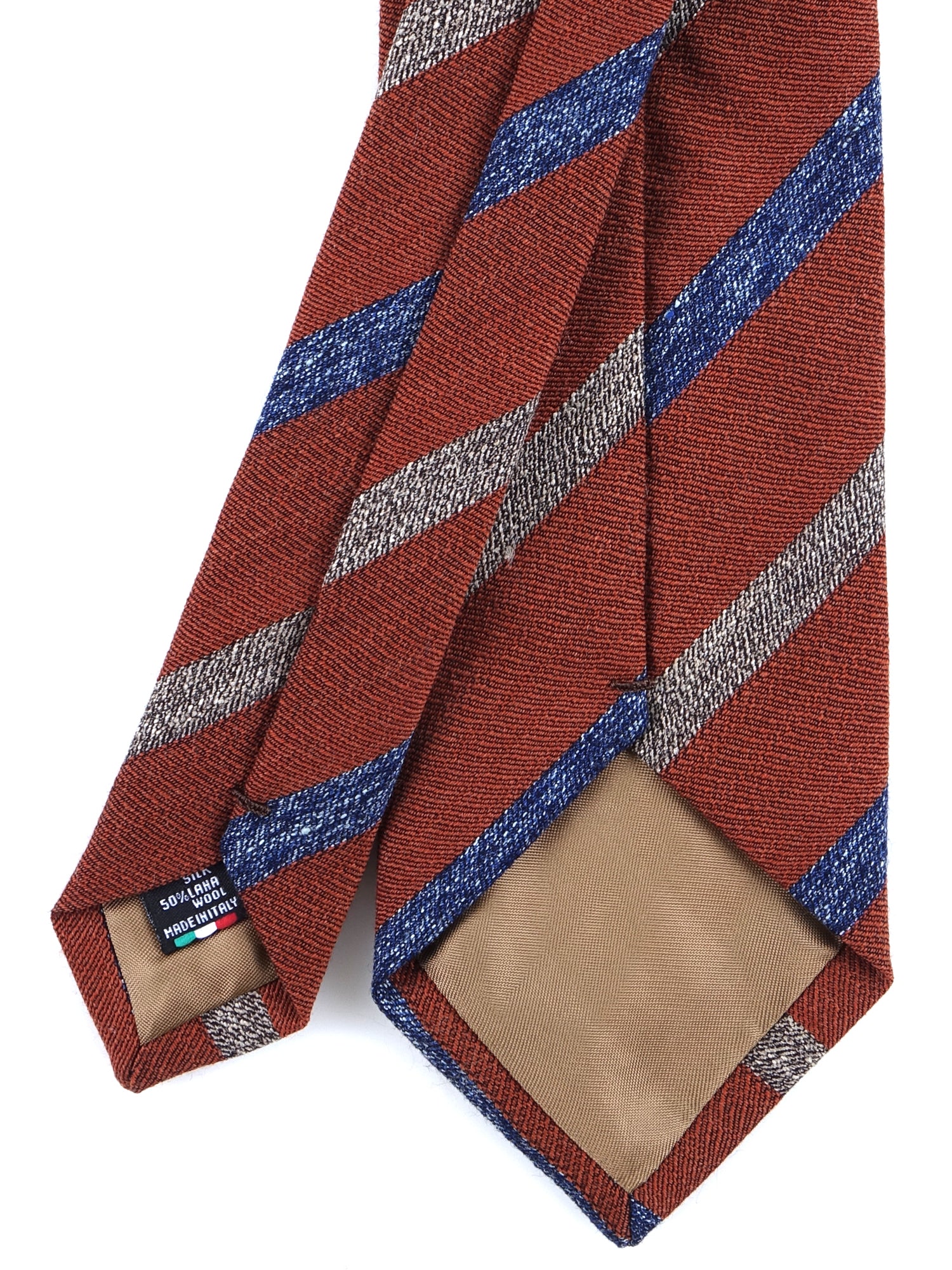 Cravatta marrone chiaro 3 pieghe in lana/seta NABIR