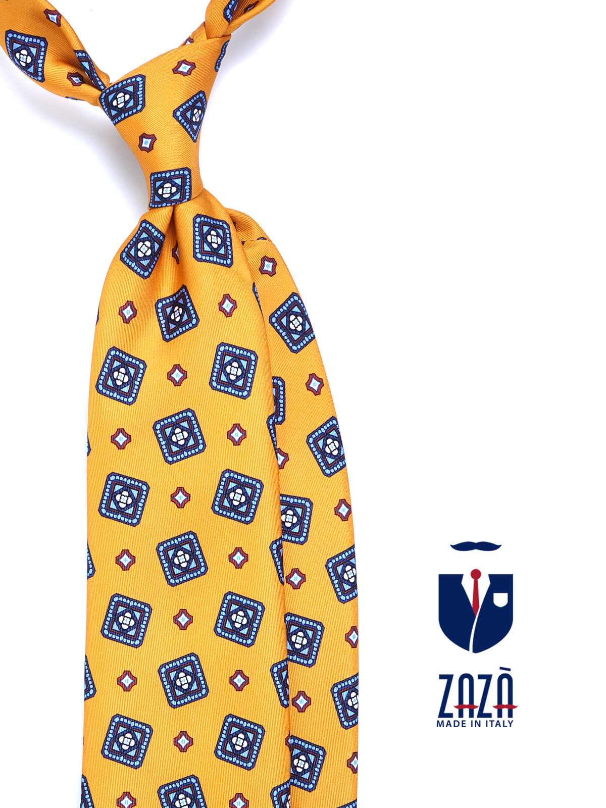 DANIELA light orange 3 fold printed silk tie