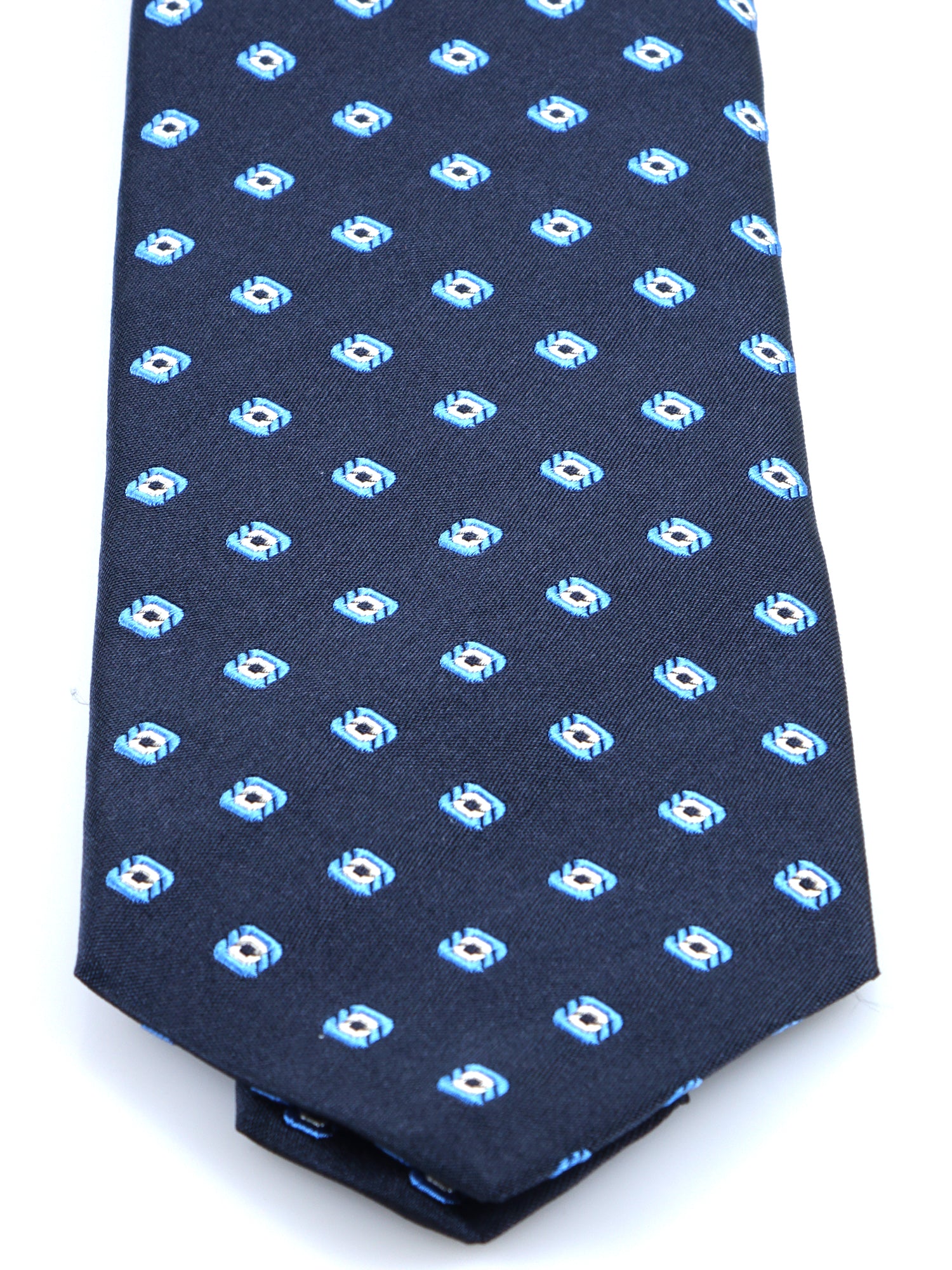Cravatta 3 pieghe blu scuro in seta/cotone GINGER