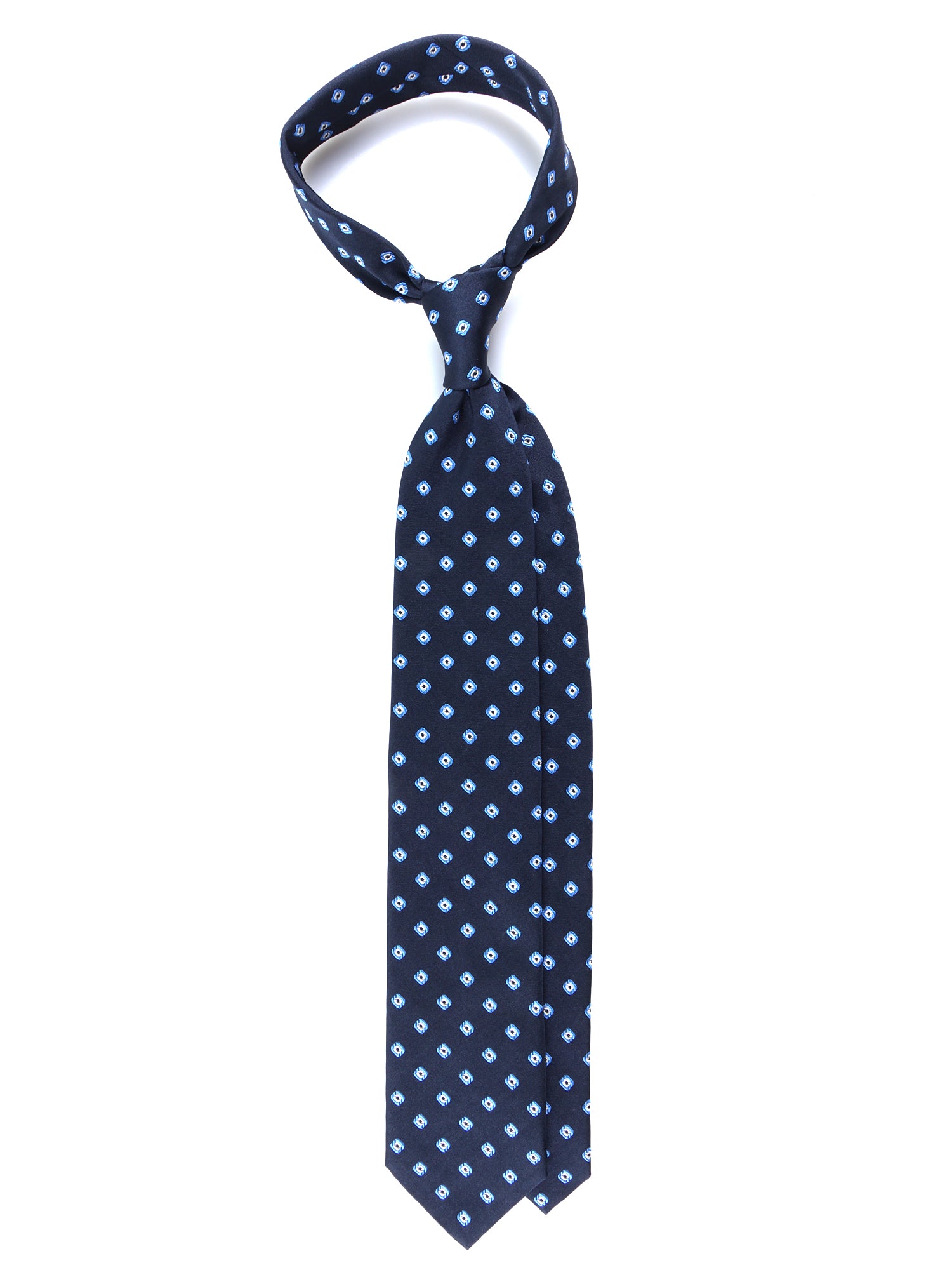 Cravatta 3 pieghe blu scuro in seta/cotone GINGER