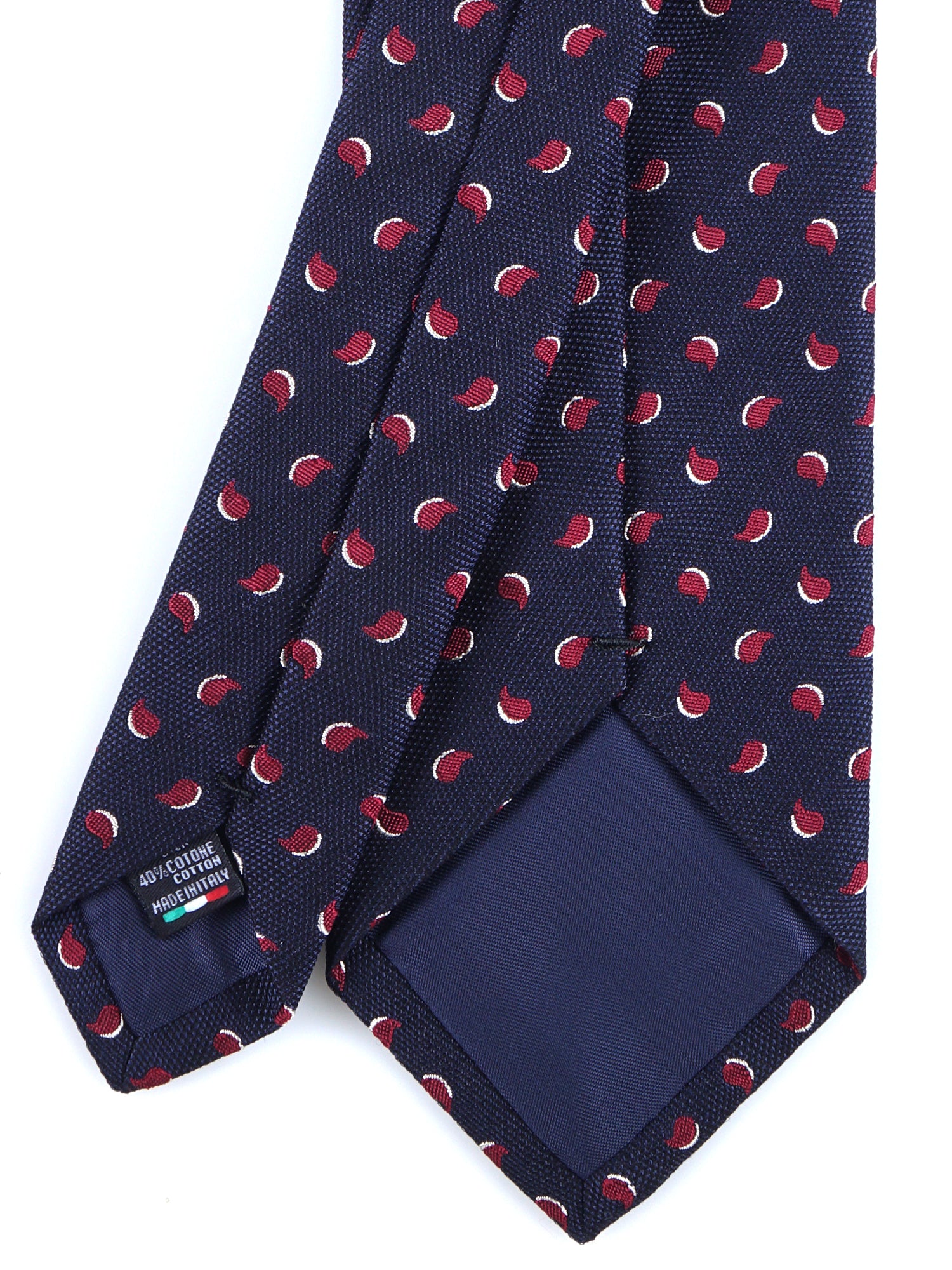 LEILA Dark Blue Silk/Cotton 3-Fold Tie