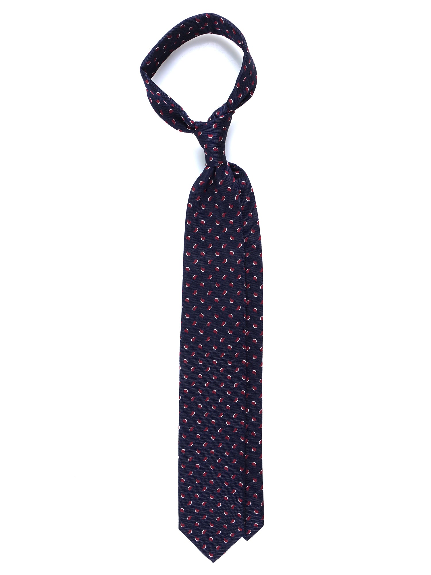 LEILA Dark Blue Silk/Cotton 3-Fold Tie
