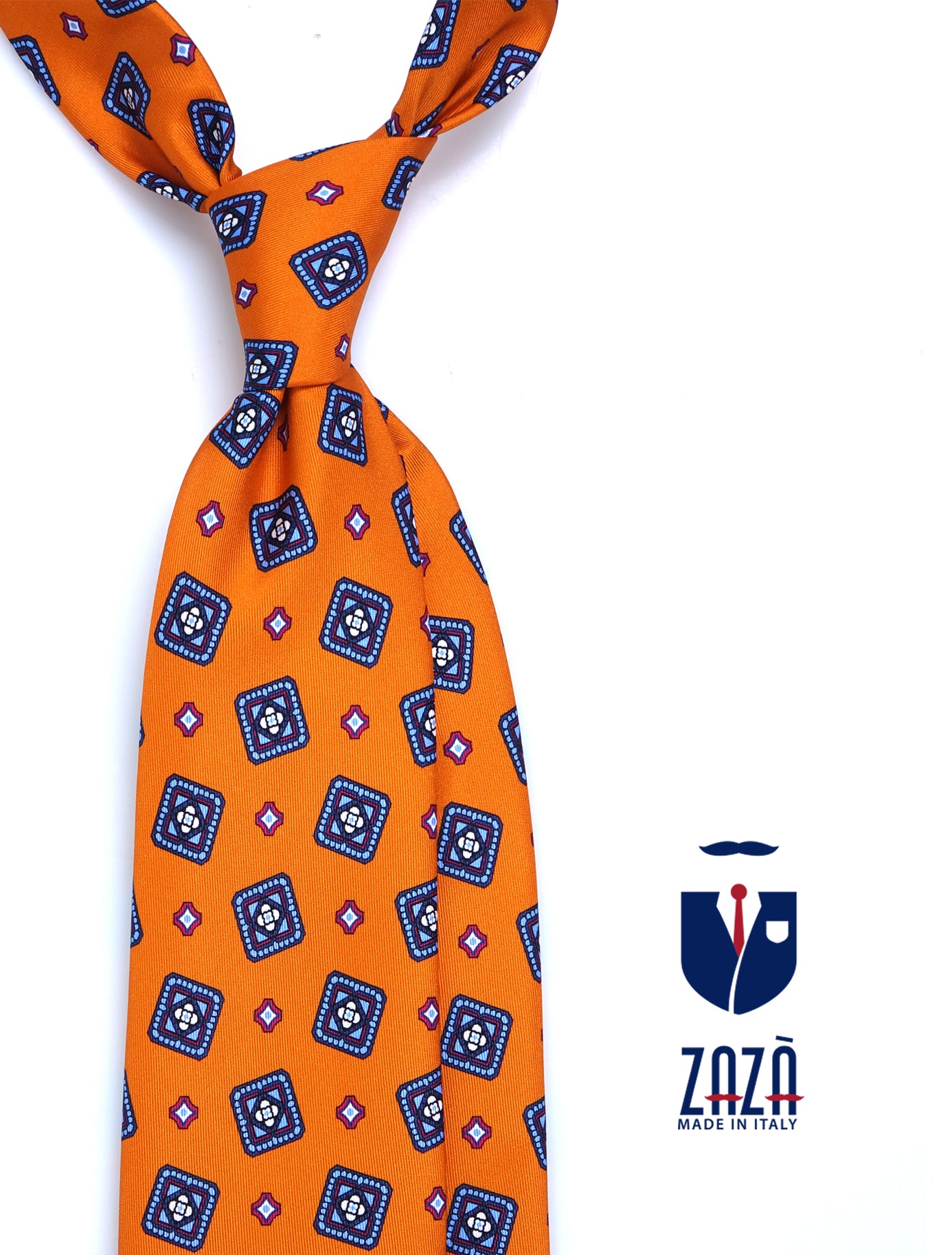 Cravatta Uomo TigerTie Seta 100% - Arancione Salmone Con Righe Bianche - Lunghezza 150cm Larghezza 8cm