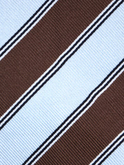 Cravatta marrone/celeste 3 Pieghe NATIVA in seta jacquard