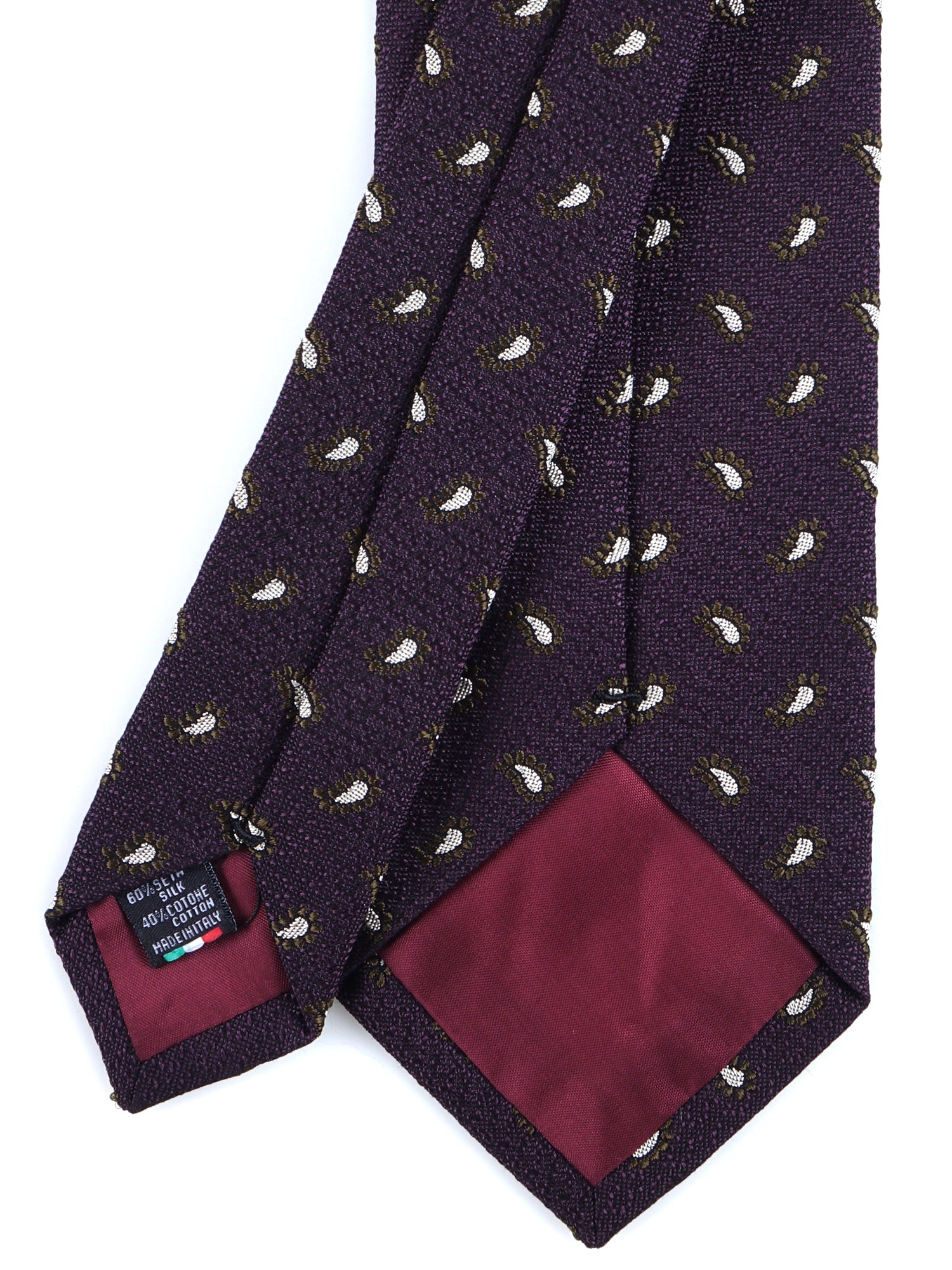 VALENTIA 3-fold tie in burgundy silk/cotton