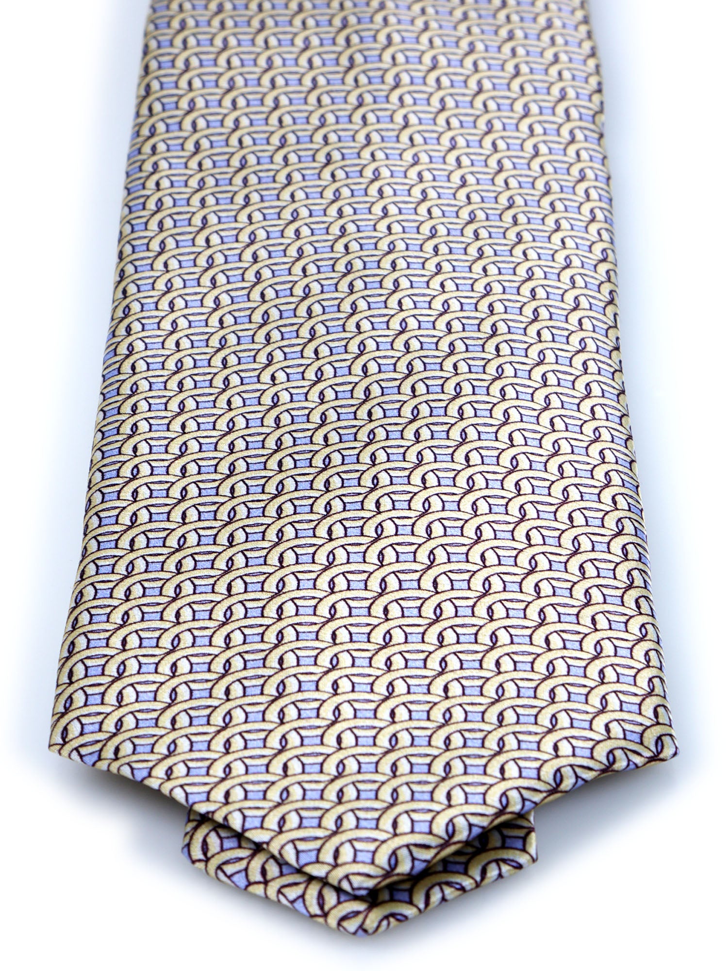 Cravatta beige 3 Pieghe INCROCIO in seta raso stampata