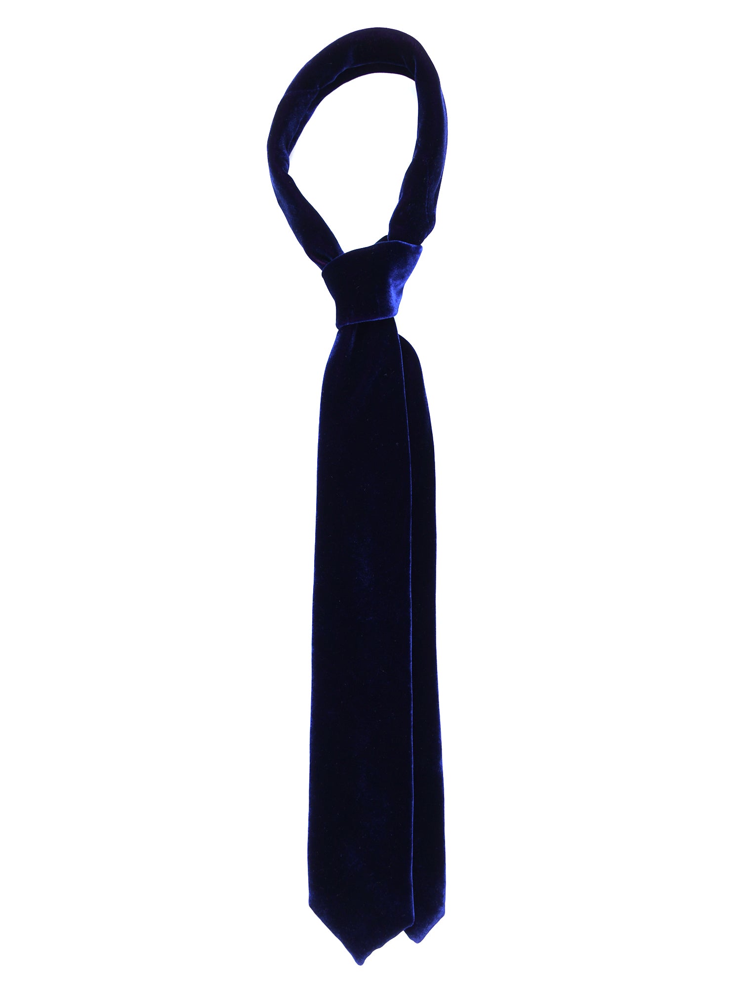 CONRAD 3-fold blue silk and viscose velvet tie