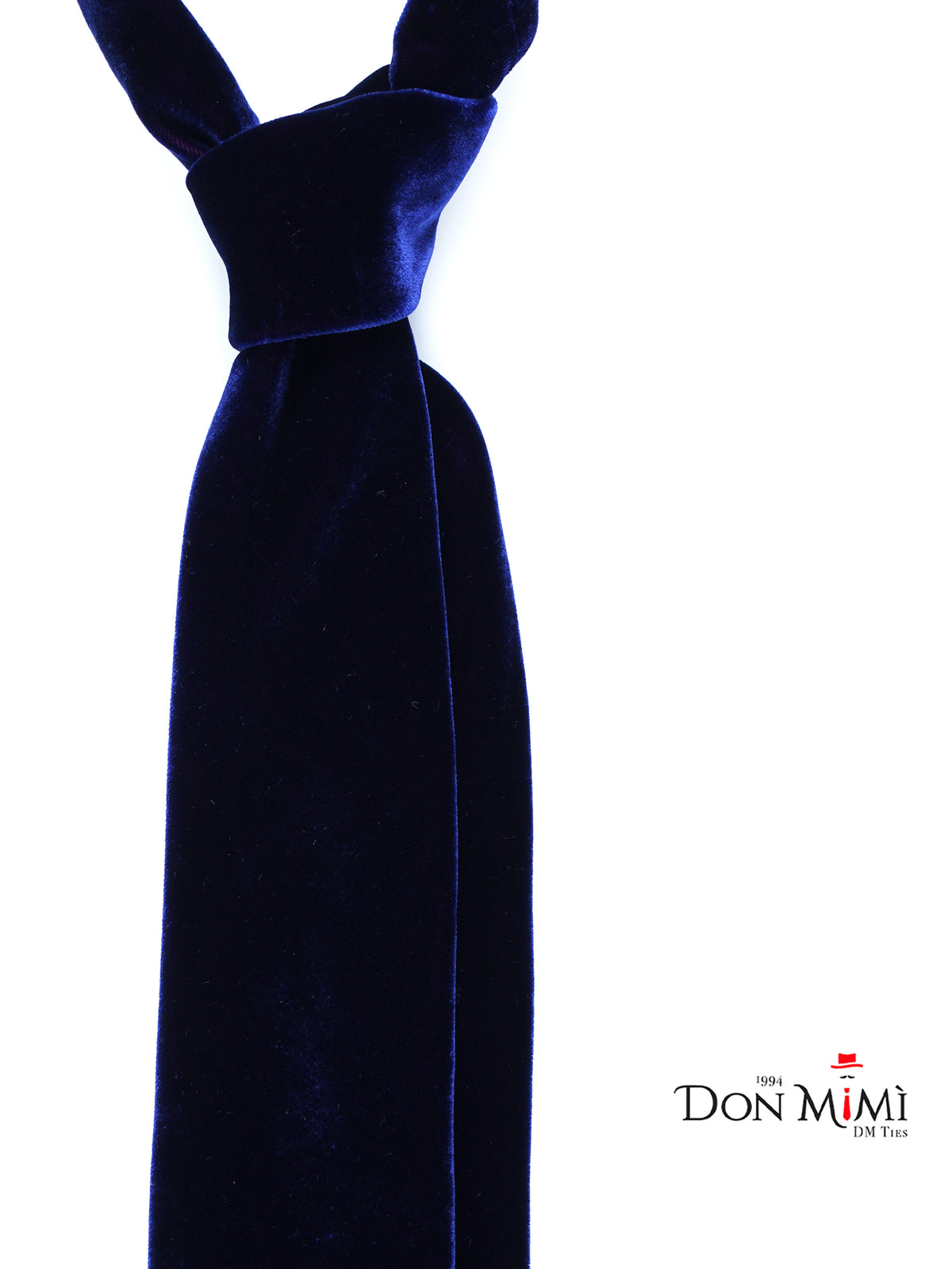 CONRAD 3-fold blue silk and viscose velvet tie