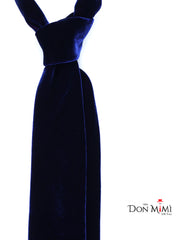 CONRAD 3-fold blue silk and viscose velvet tie