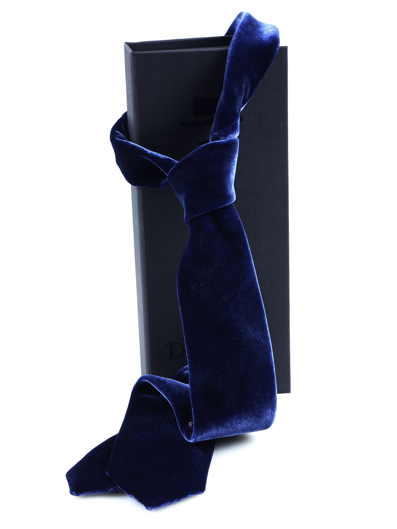 CONRAD 3-fold blue silk and viscose velvet tie