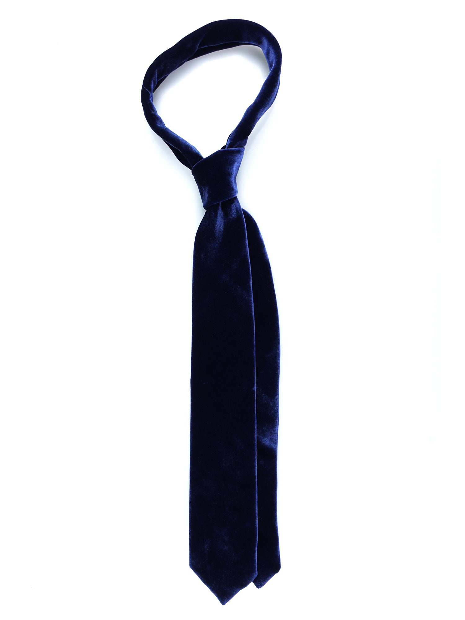 CONRAD 3-fold blue silk and viscose velvet tie