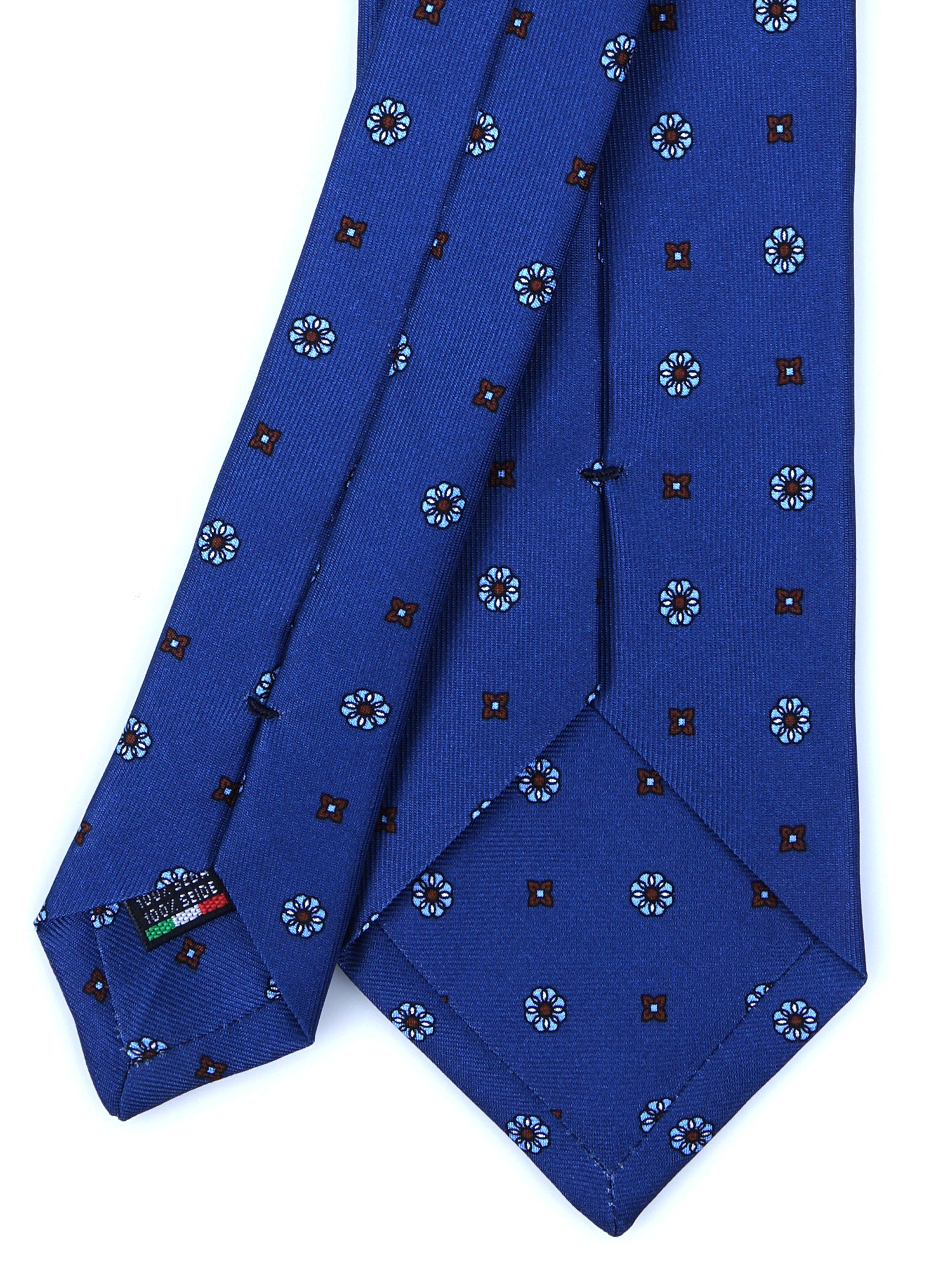 Cravatta blu 3 Pieghe ESTELLA in seta stampata inglese