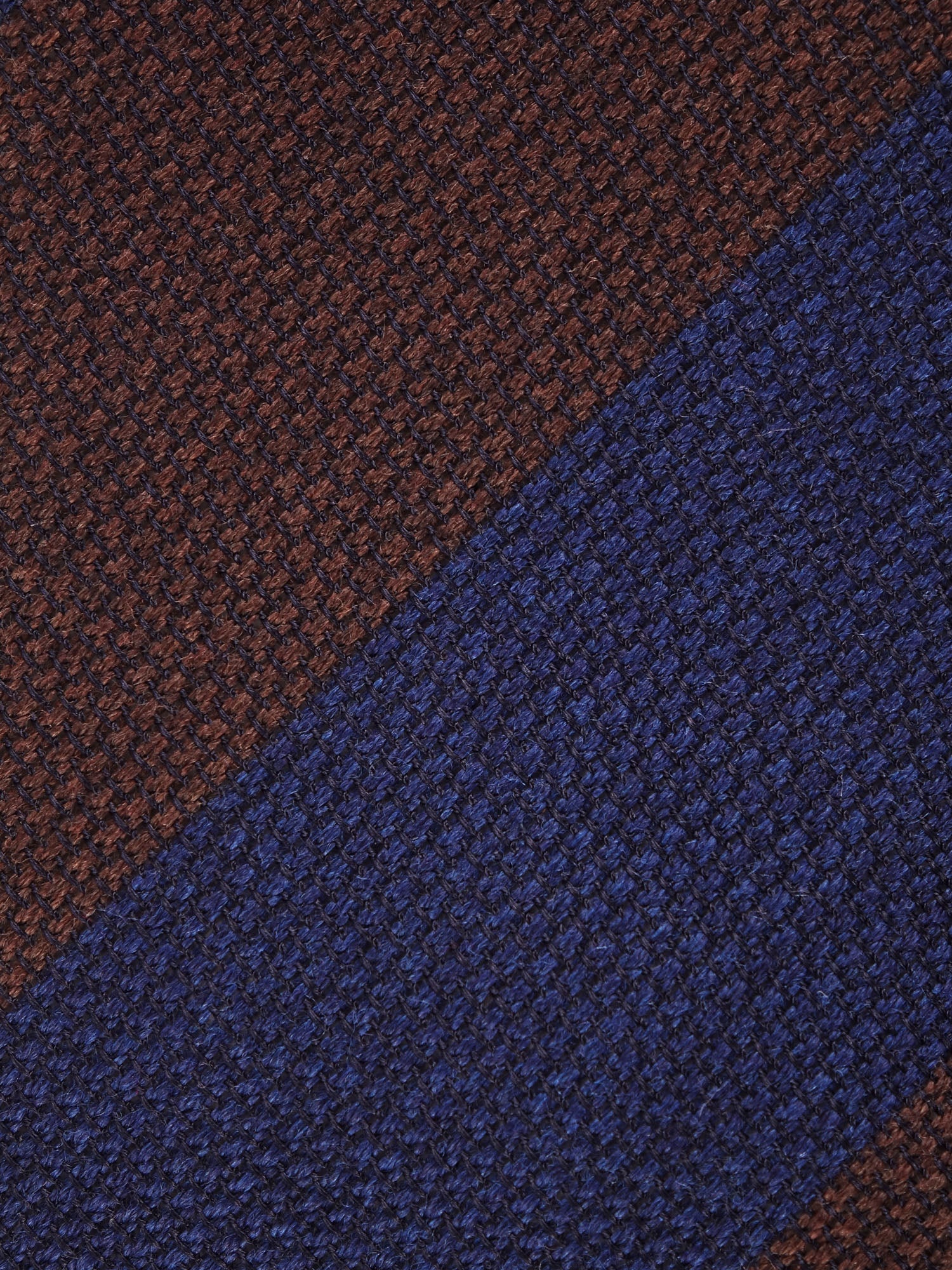 Cravatta 3 pieghe blu/marrone regimental in garza di seta/lana ISABEL
