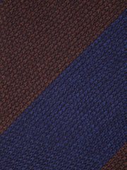 Cravatta 3 pieghe blu/marrone regimental in garza di seta/lana ISABEL
