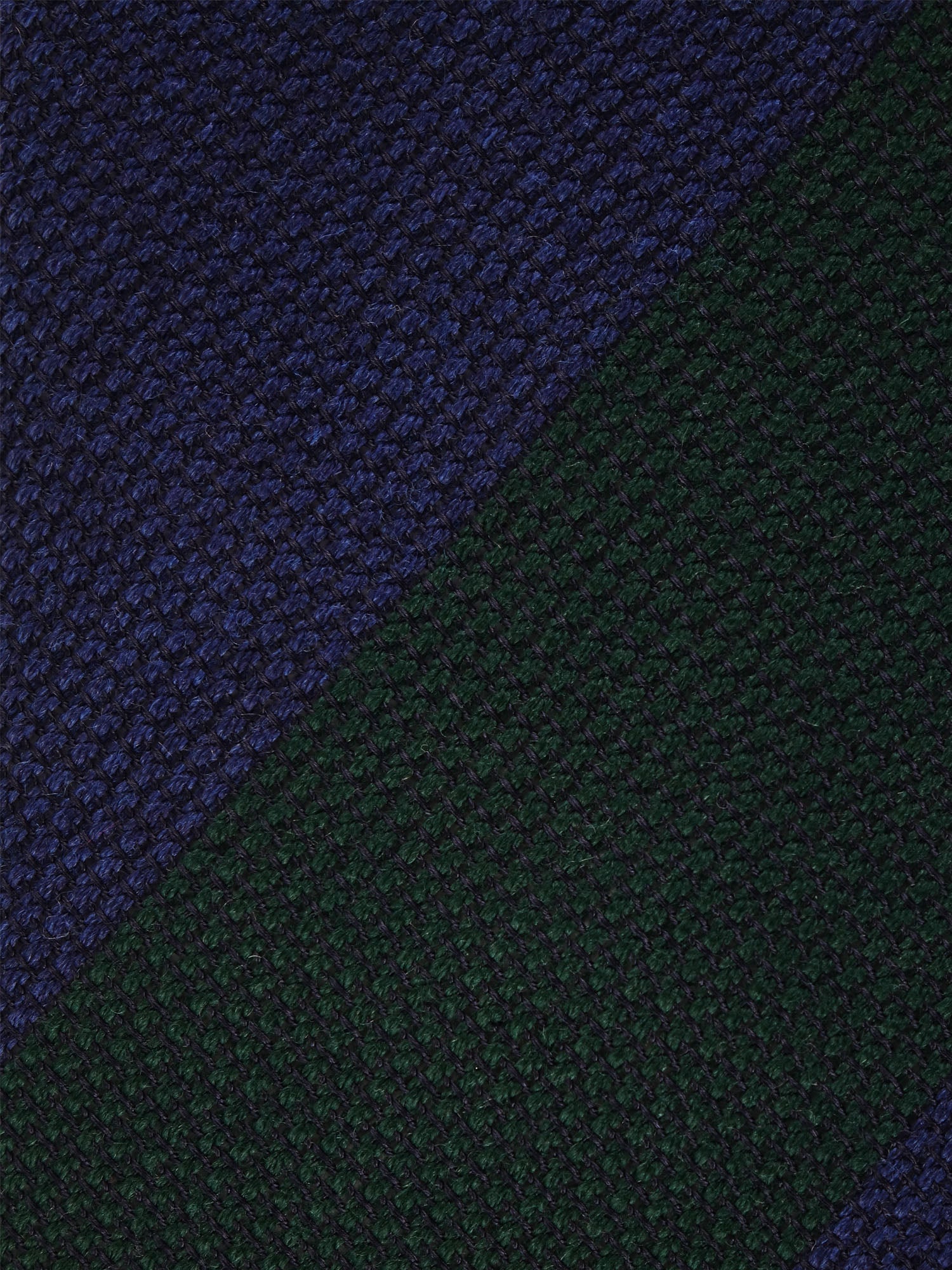 Cravatta 3 pieghe blu/verde regimental in garza di seta/lana ISABEL